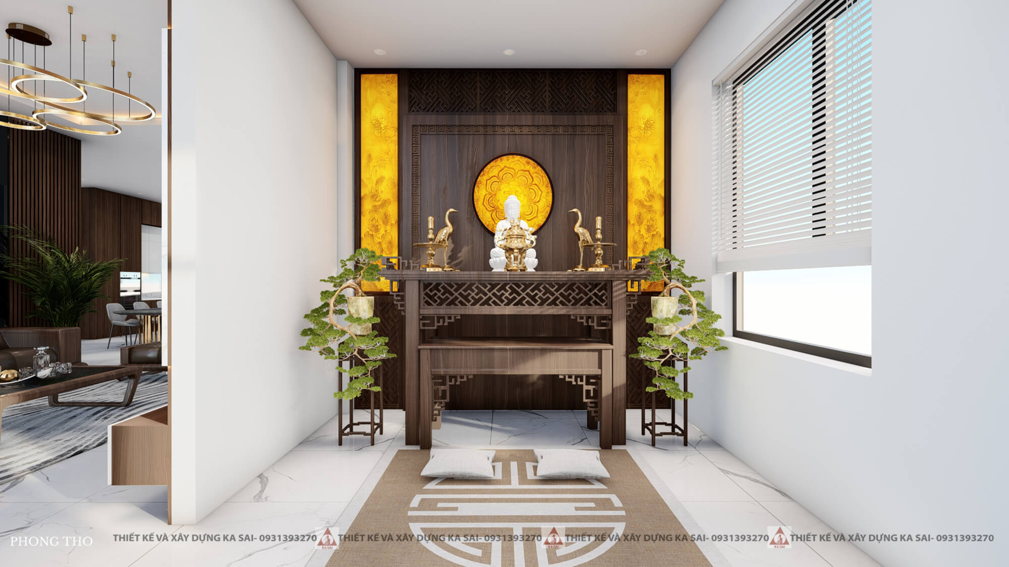 Phòng thờ nhà 1 tầng 4 phòng ngủ 150m2