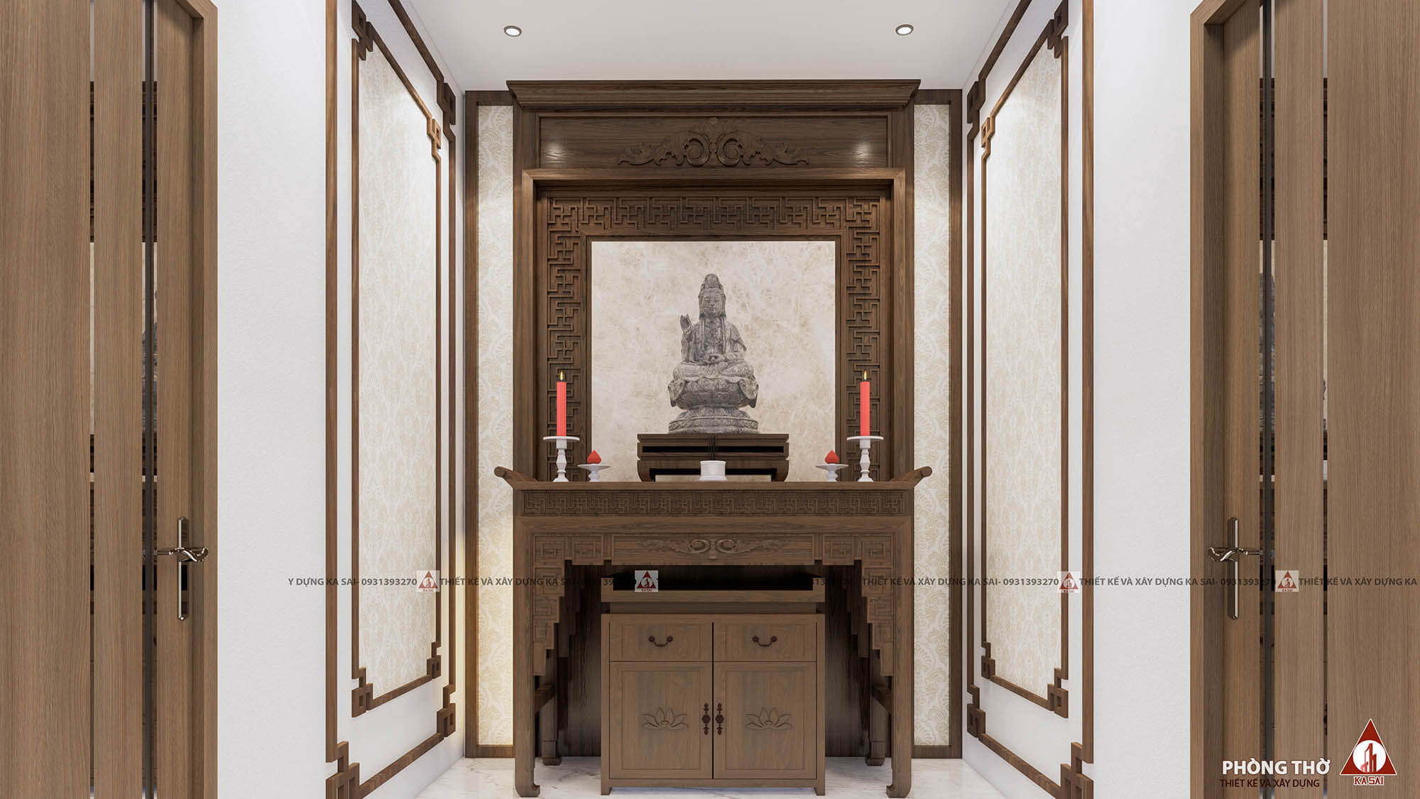 Phòng thờ nhà 2 tầng 4 phòng ngủ 80m2