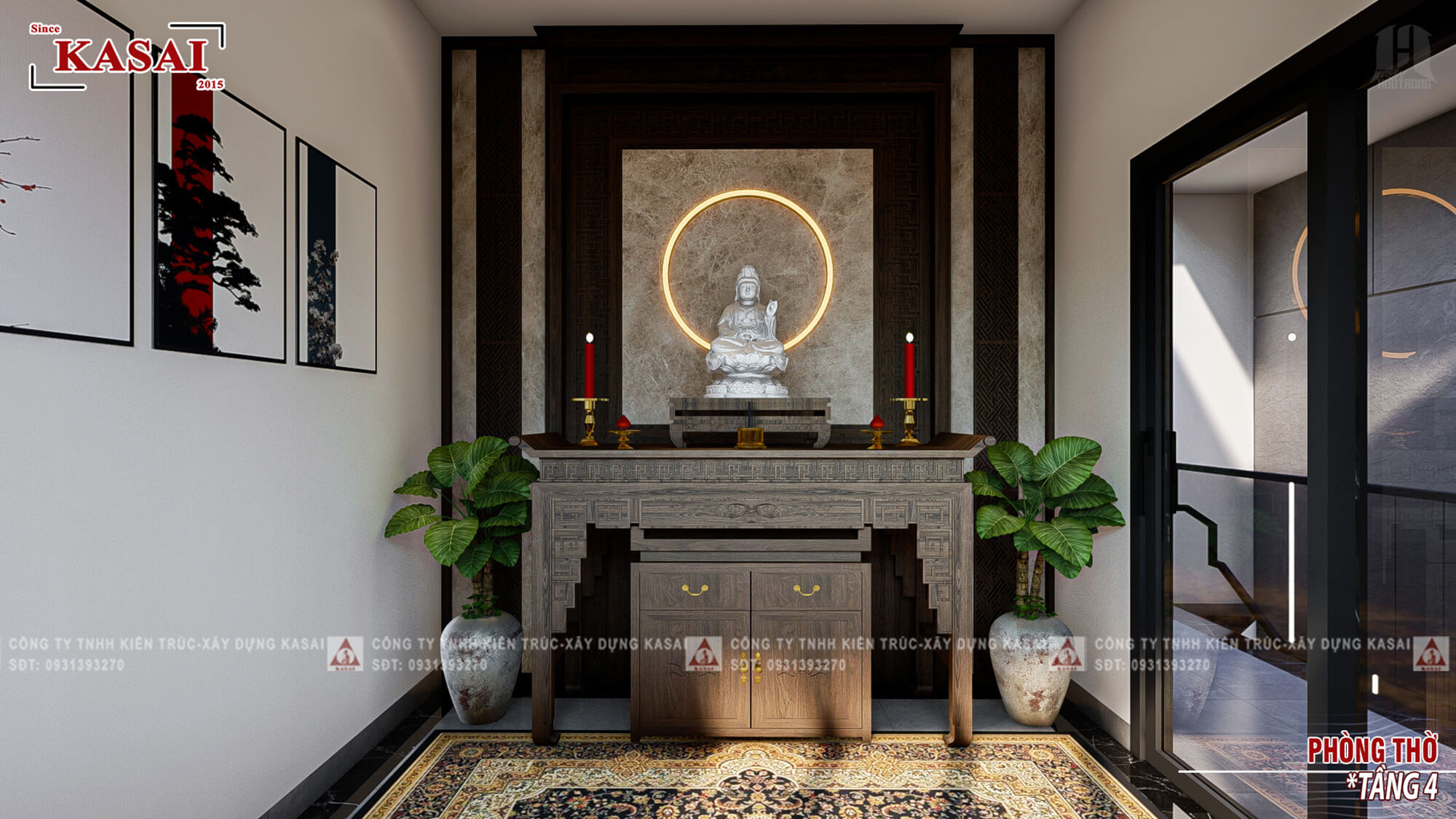 Phòng thờ nhà tân cổ điển 6x12m 4 tầng