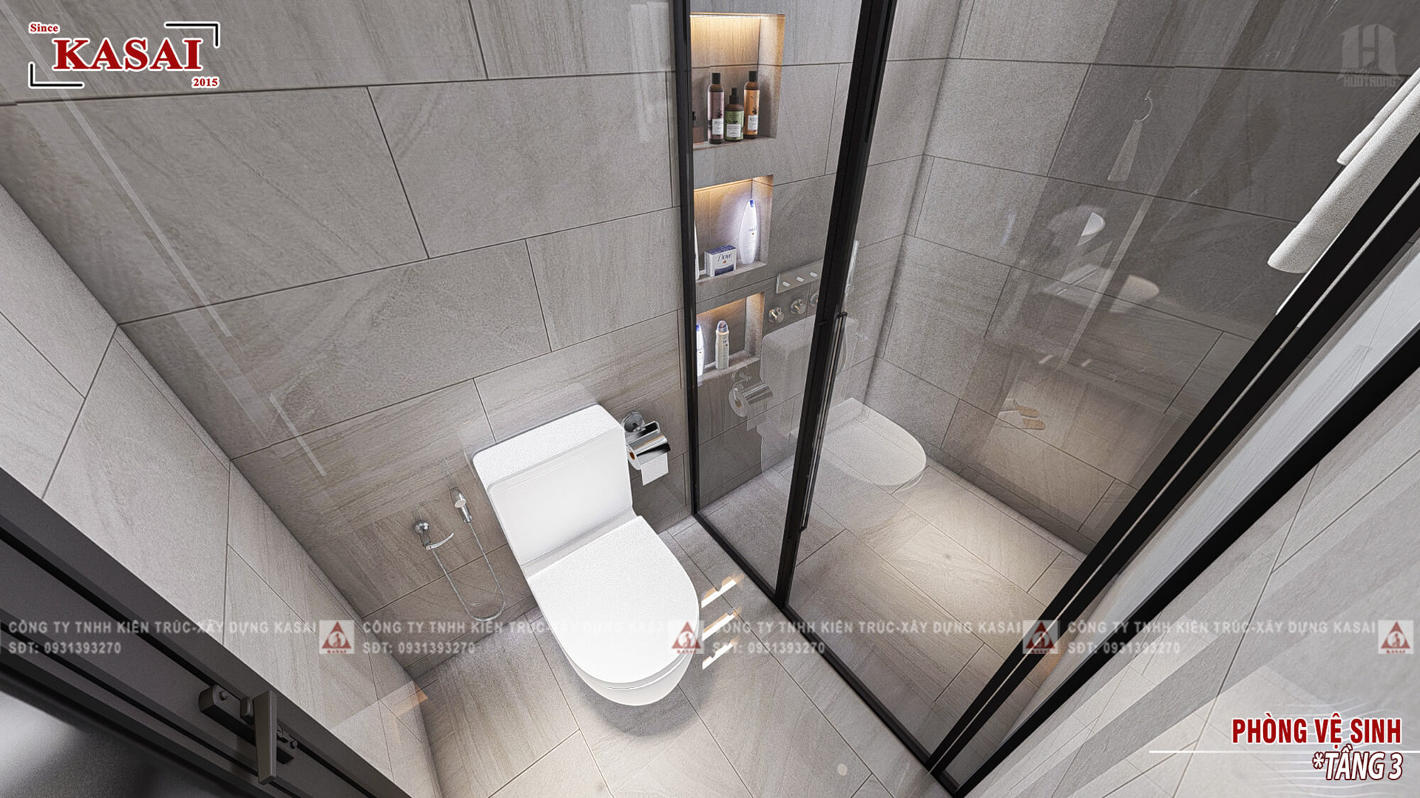 Phòng WC nhà tân cổ điển 6x12m 4 tầng