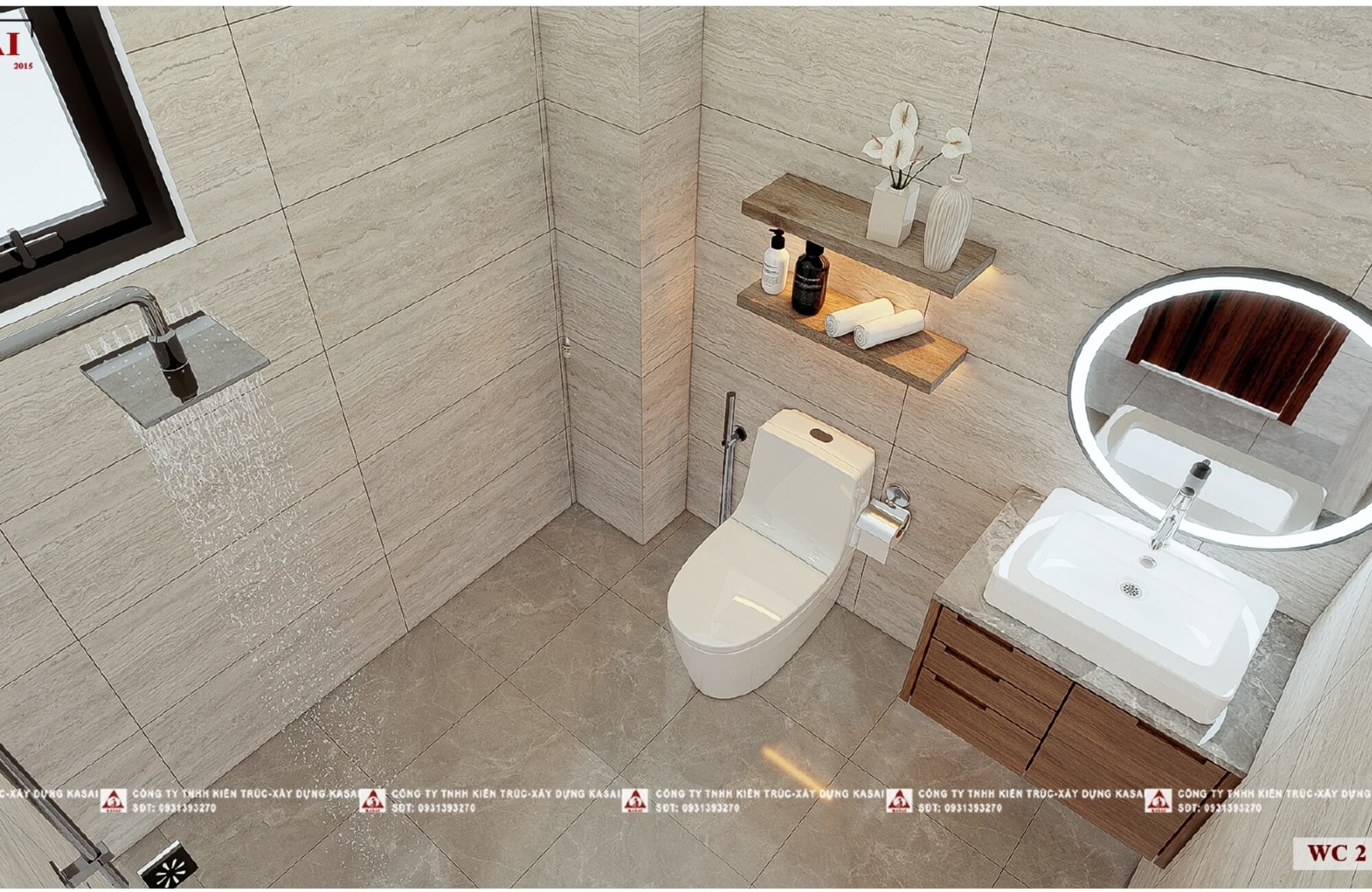 Phòng WC thiết kế biệt thự sân vườn đẹp hiện đại