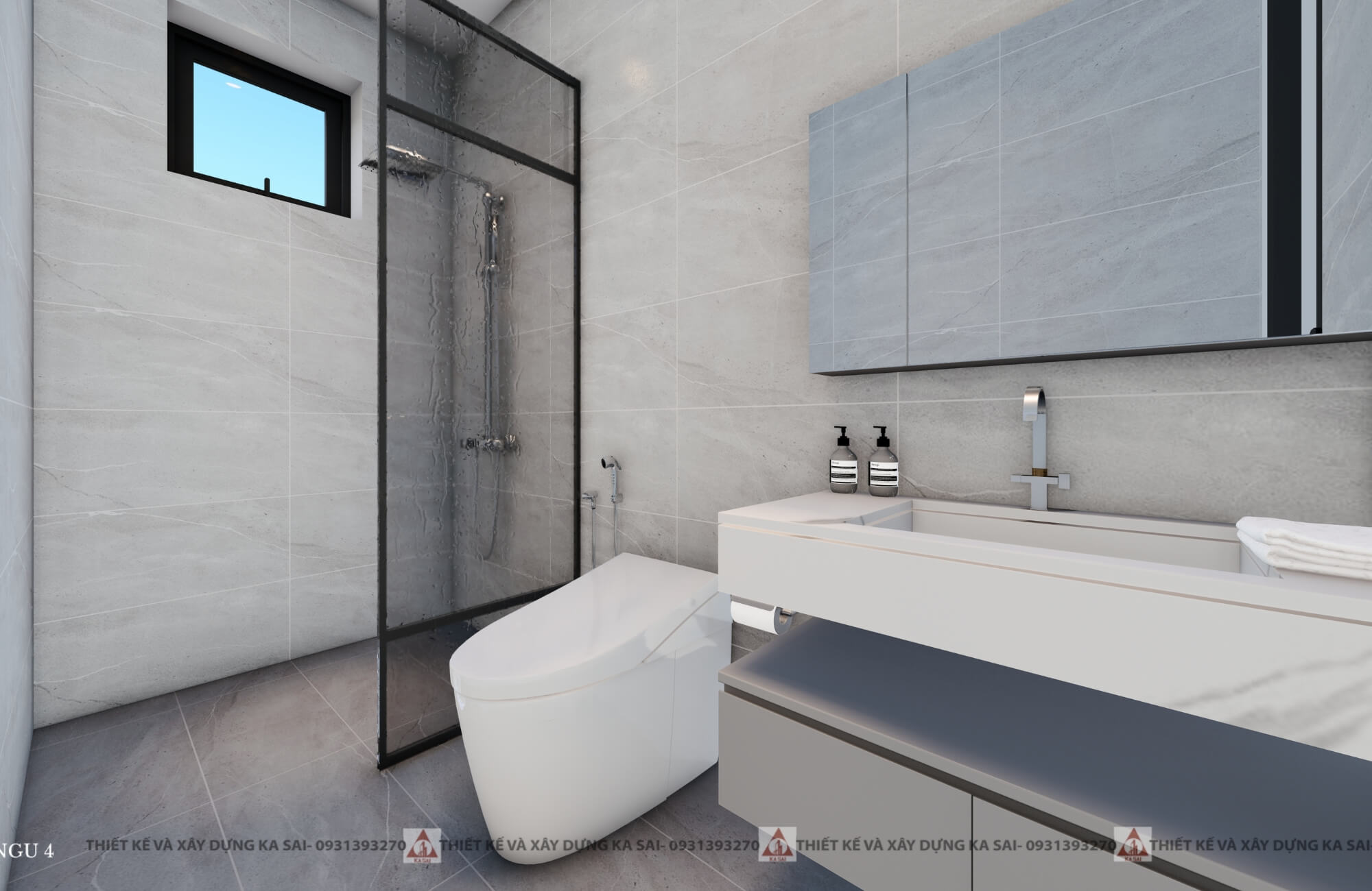 Phòng wc thiết kế nhà 2 tầng 8x10m