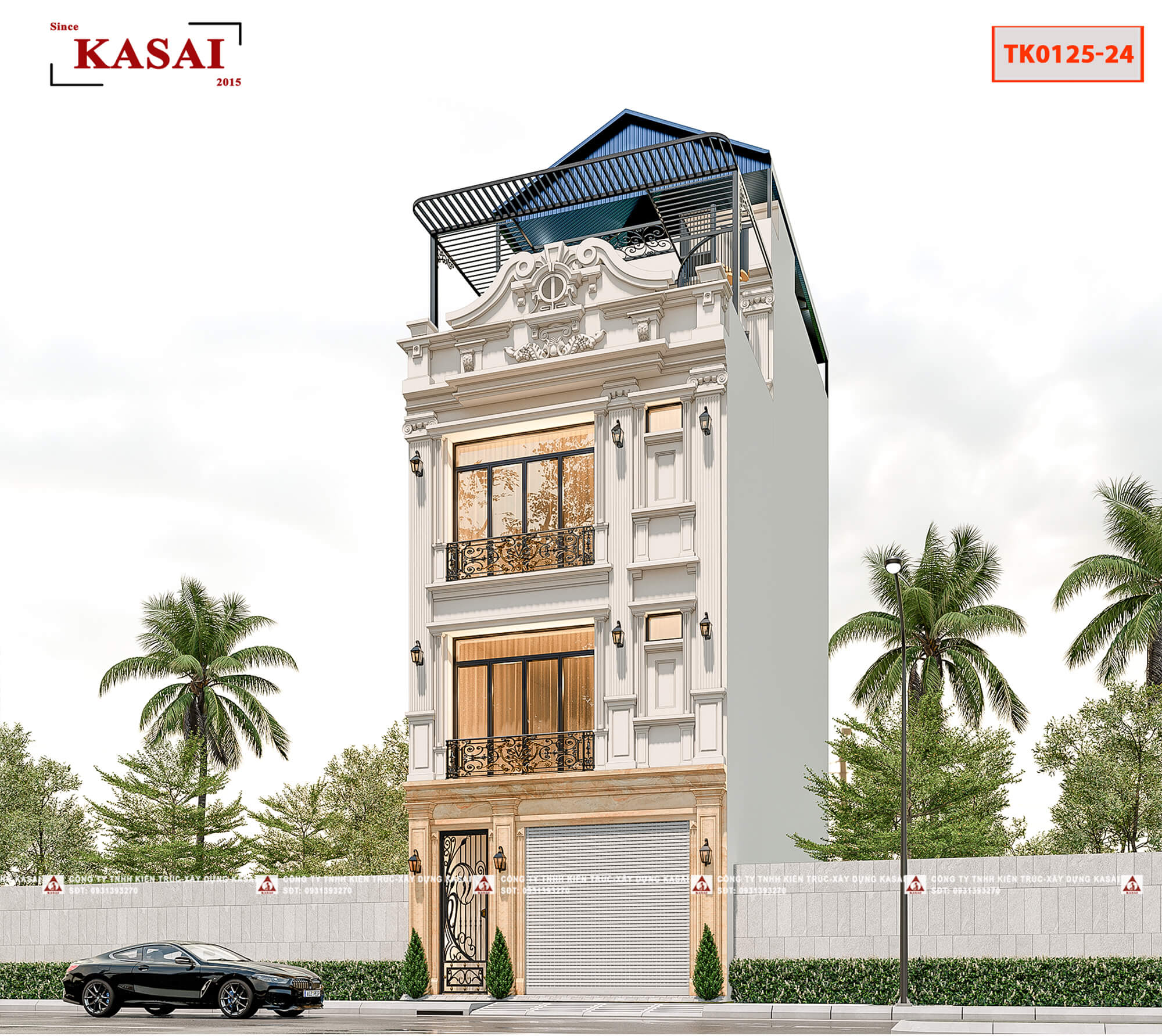 Thiết kế nhà tân cổ điển 6x12m 4 tầng