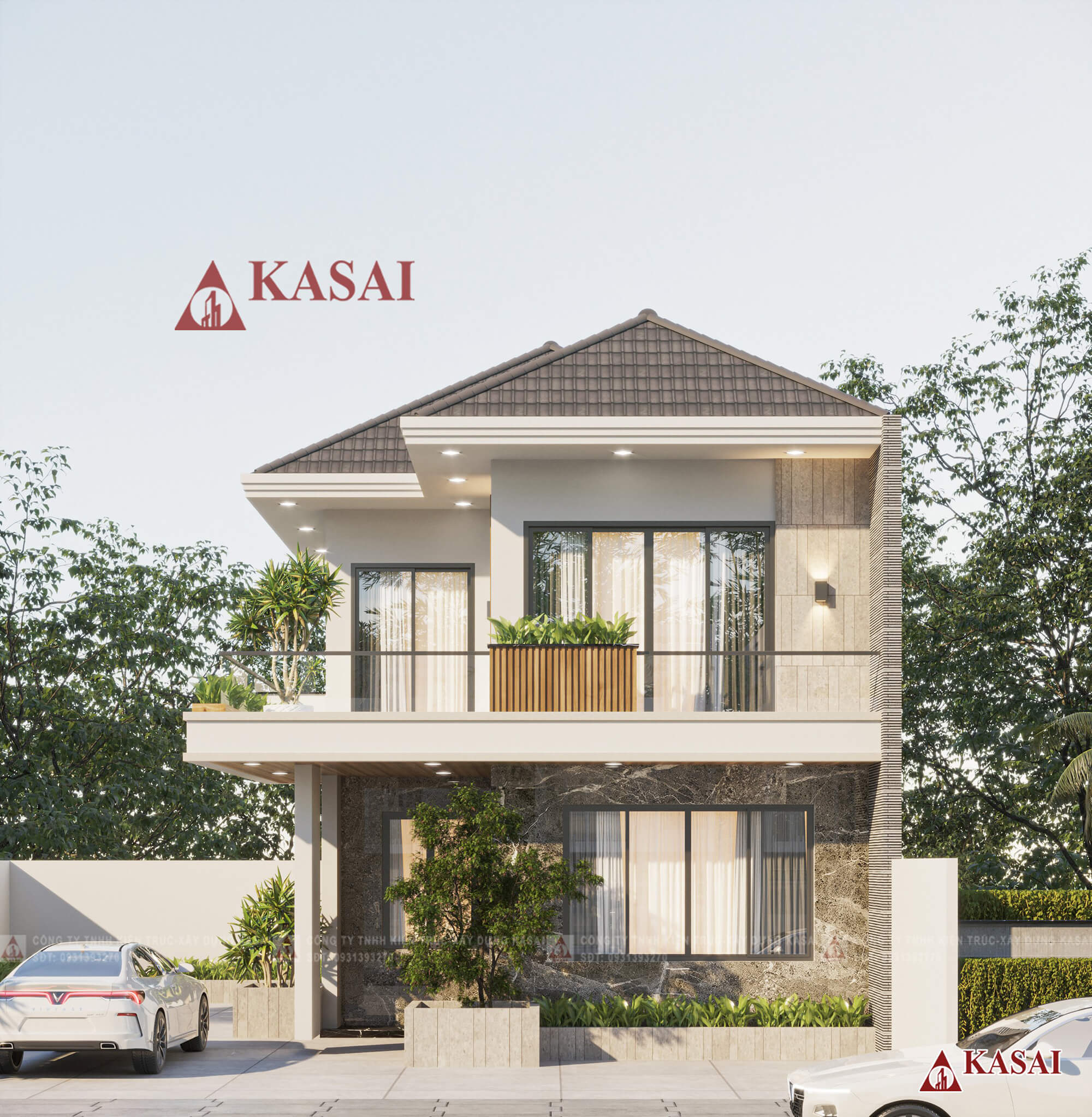 7x11m bản vẽ nhà chữ L 2 tầng