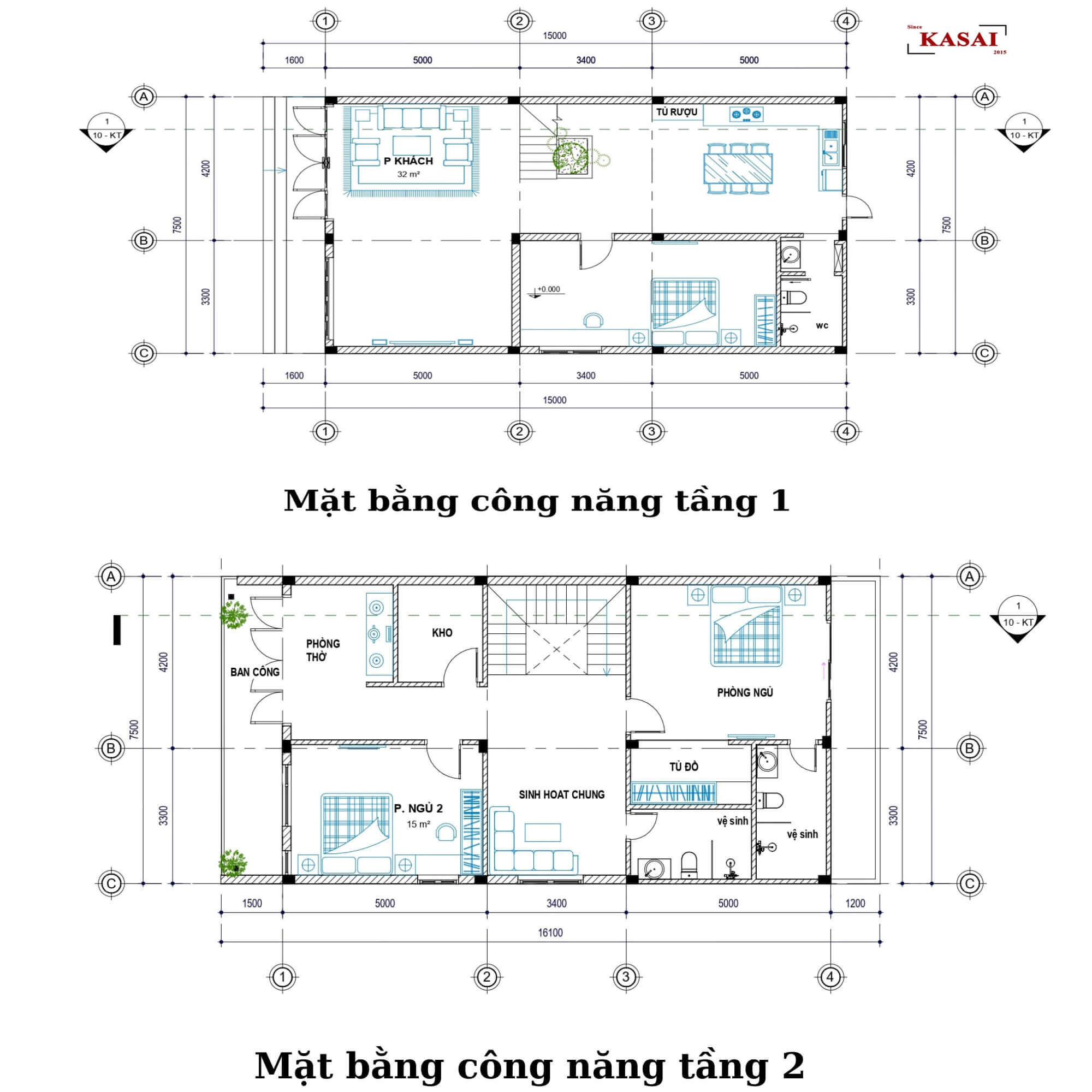 Bản vẽ biệt thự 2 tầng tân cổ điển 7m