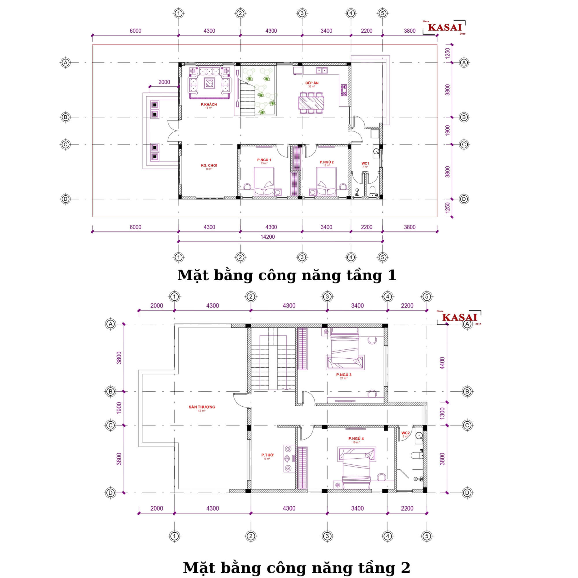 Bản vẽ biệt thự 2 tầng tân cổ điển