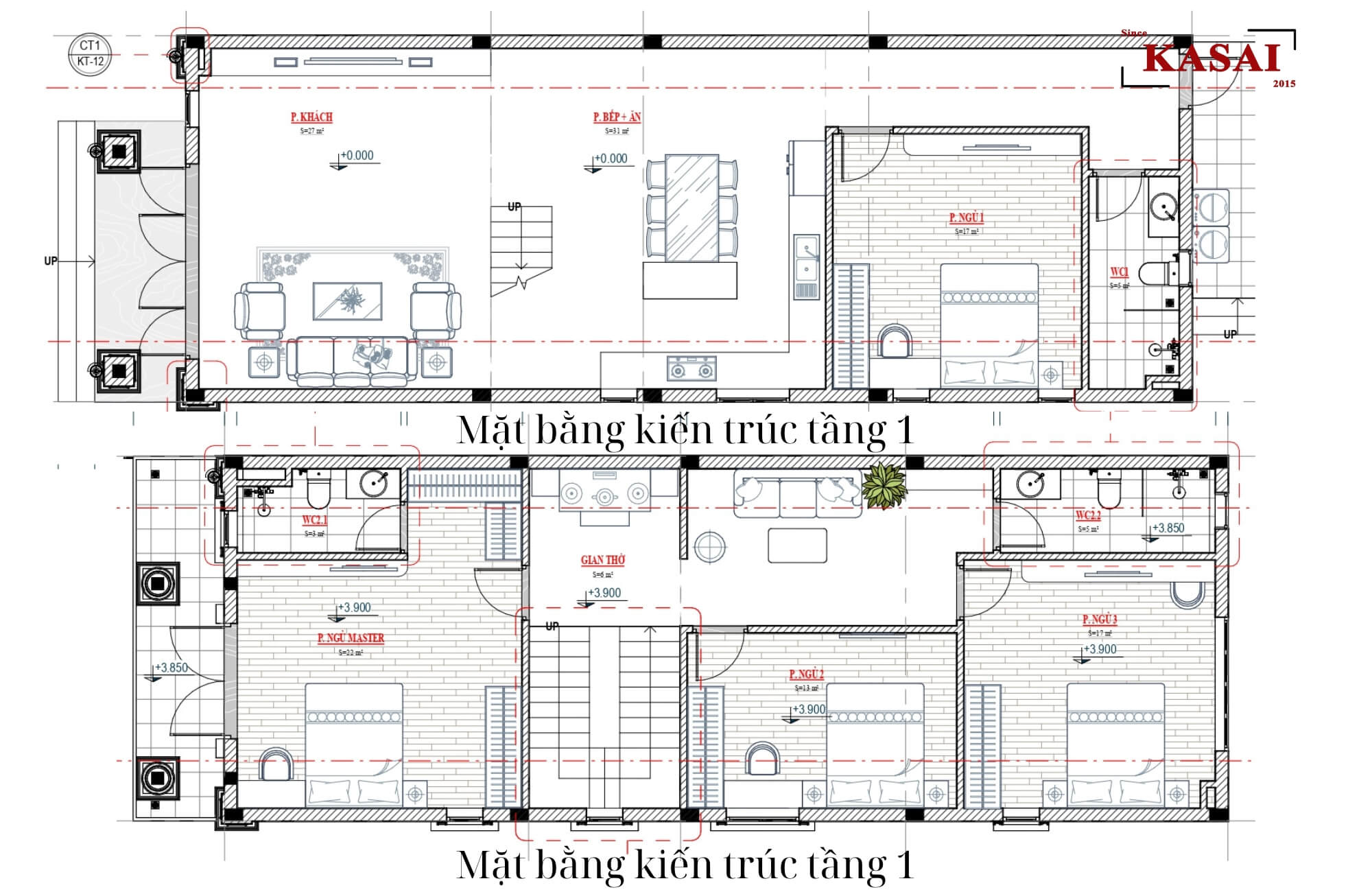 Bản vẽ nhà 2 tầng 5x18m 4 phòng ngủ