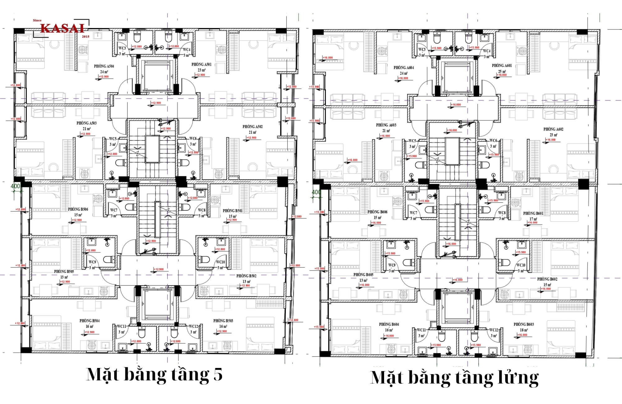 Bản vẽ tầng 5,lửng căn hộ 7 tầng 1 tum