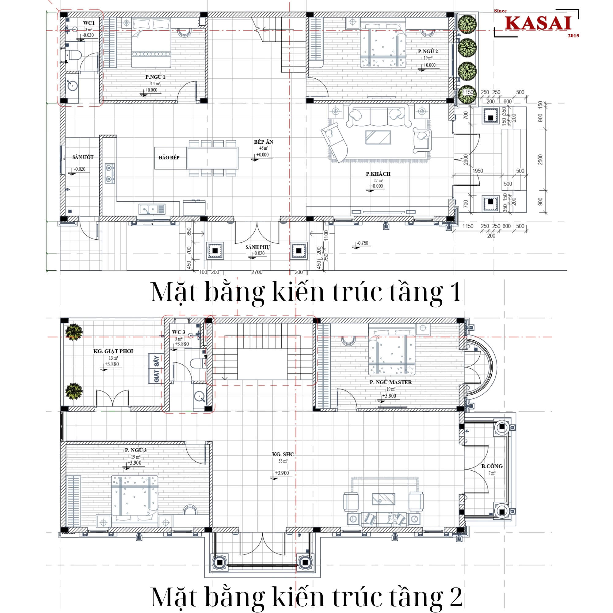 Bản vẽ thiết kế biệt thự 2 tầng tân cổ điển mái Nhật