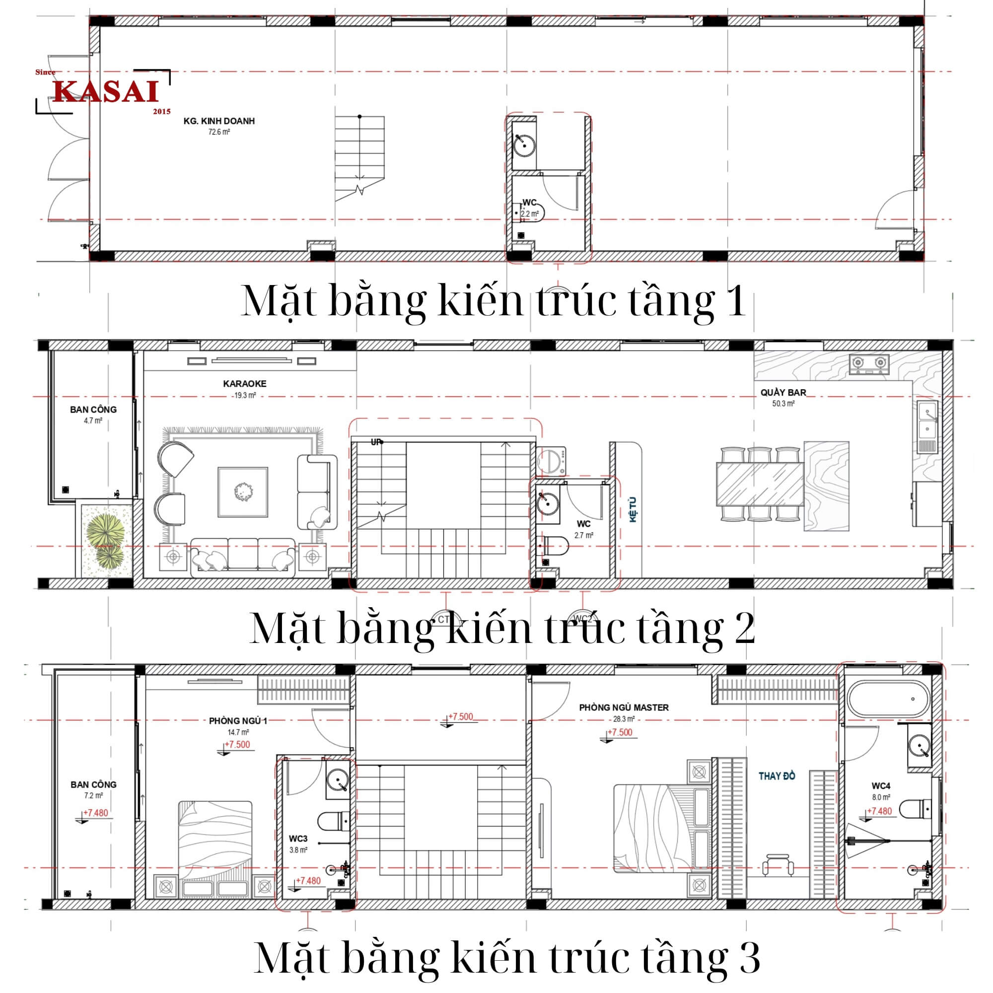 Bản vẽ thiết kế nhà 2 mặt tiền 5x20m