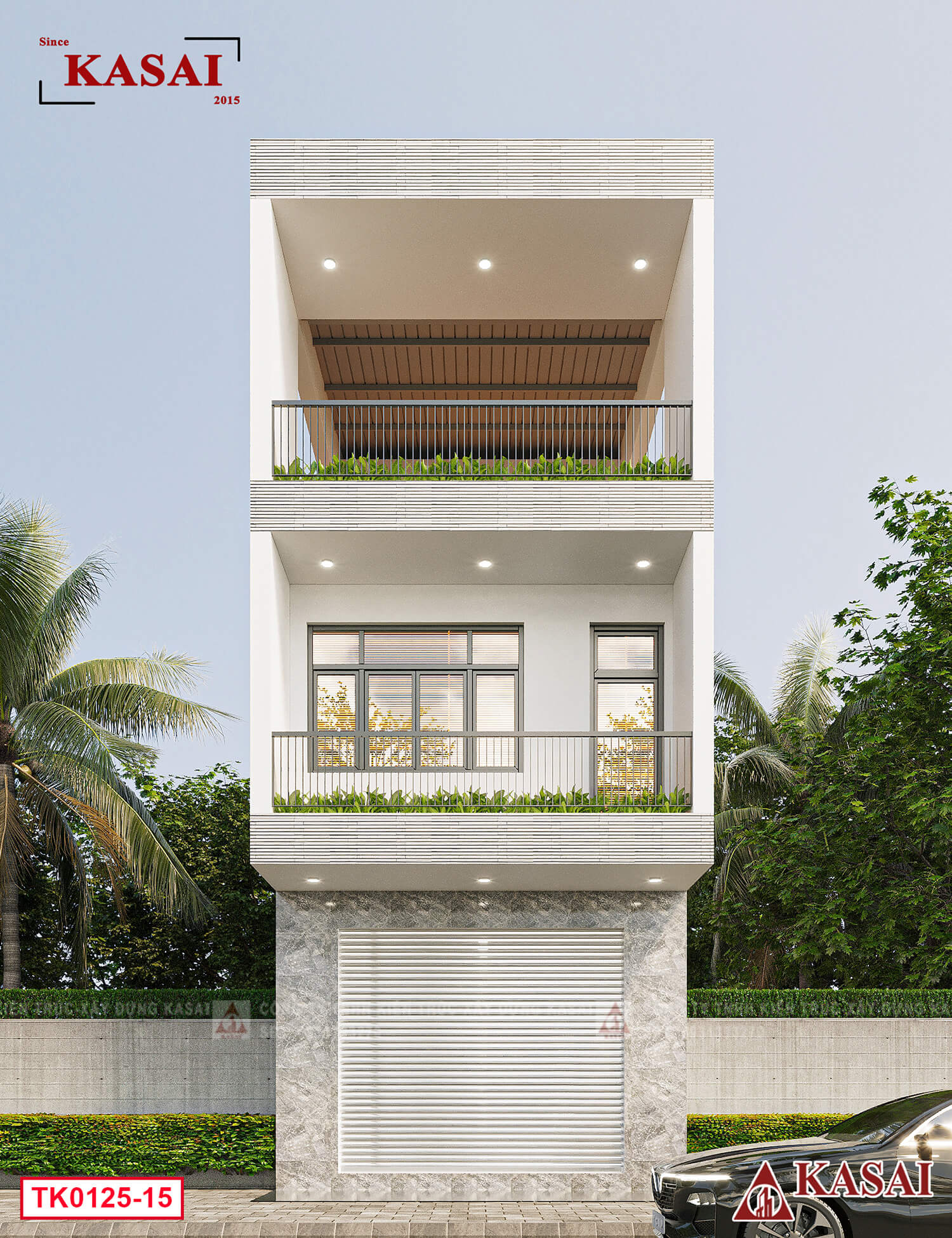 Bản vẽ thiết kế nhà 3 tầng 4 phòng ngủ đơn giản, hiện đại