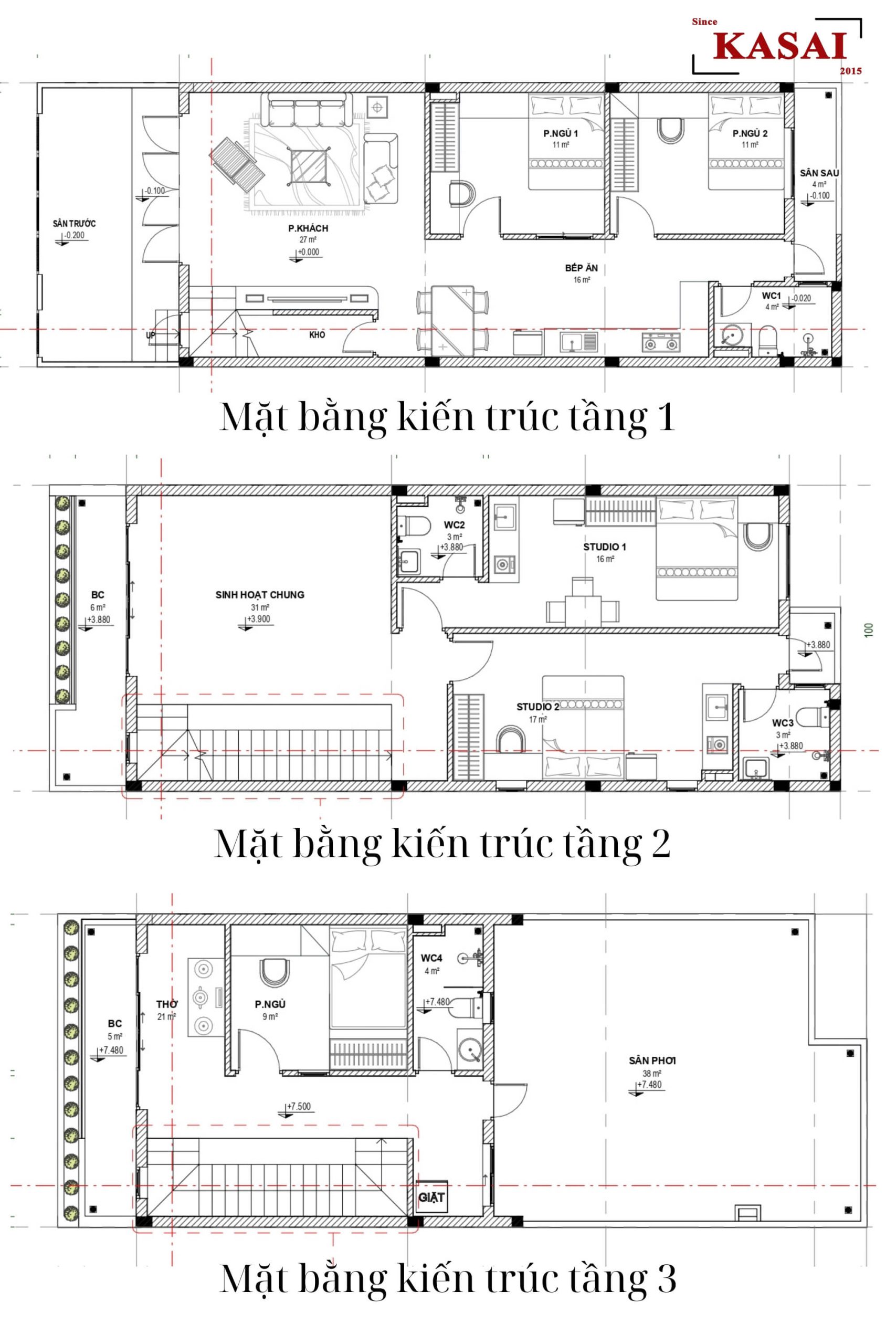 Bản vẽ thiết kế nhà phố 3 tầng mặt tiền 6m