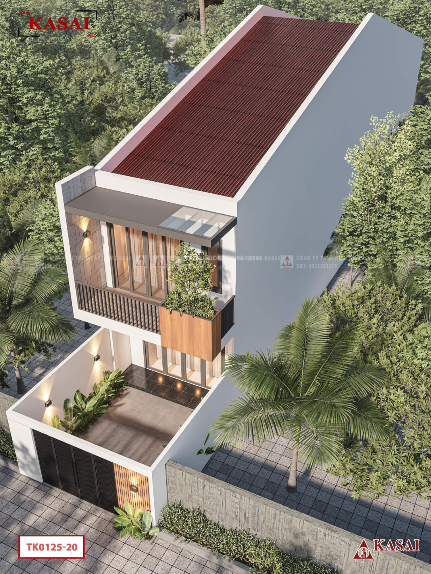 Mặt tiền thiết kế nhà ống 2 tầng 5 x30m
