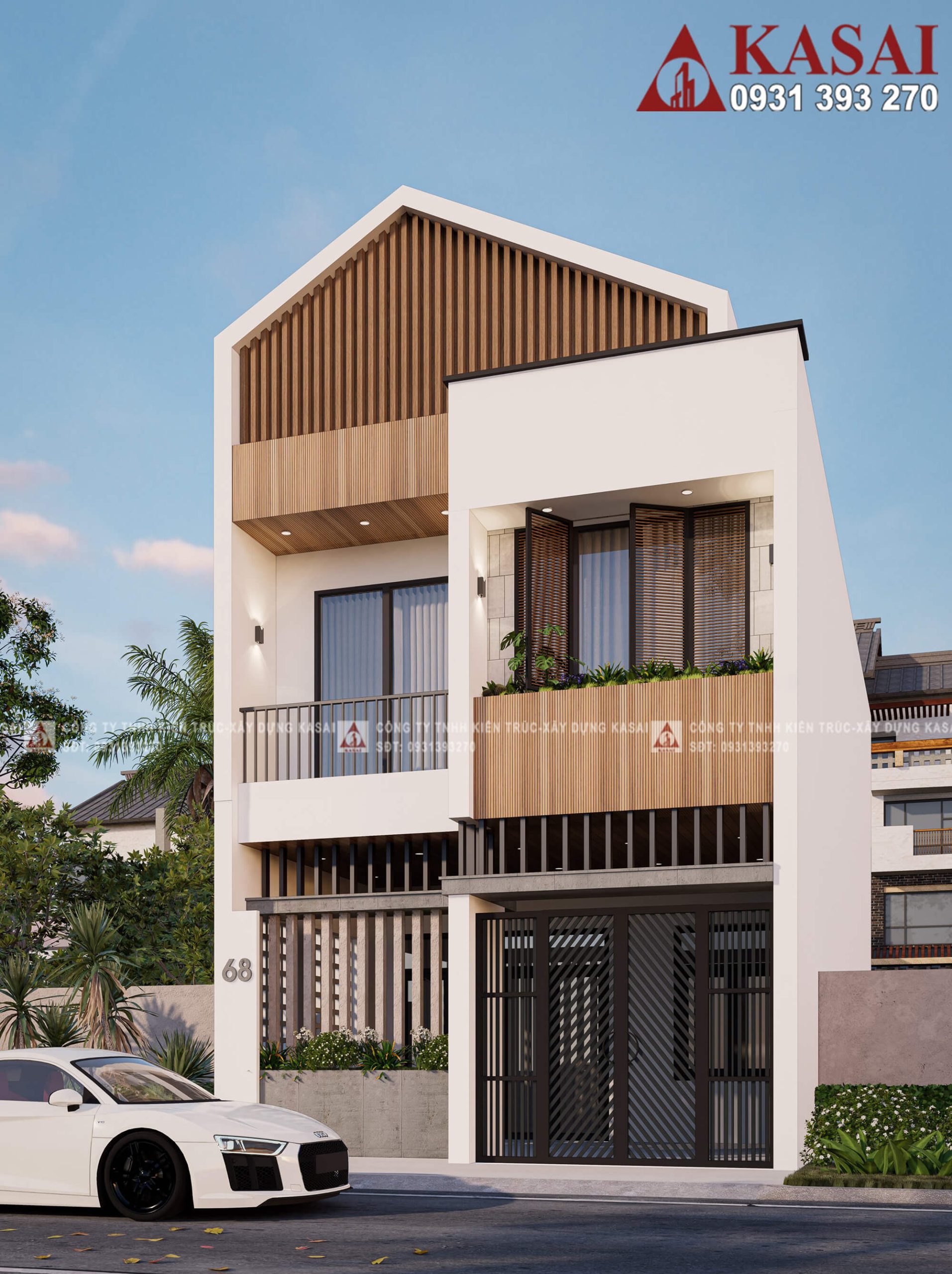 Mẫu nhà 2 tầng 3 phòng ngủ 6x15m