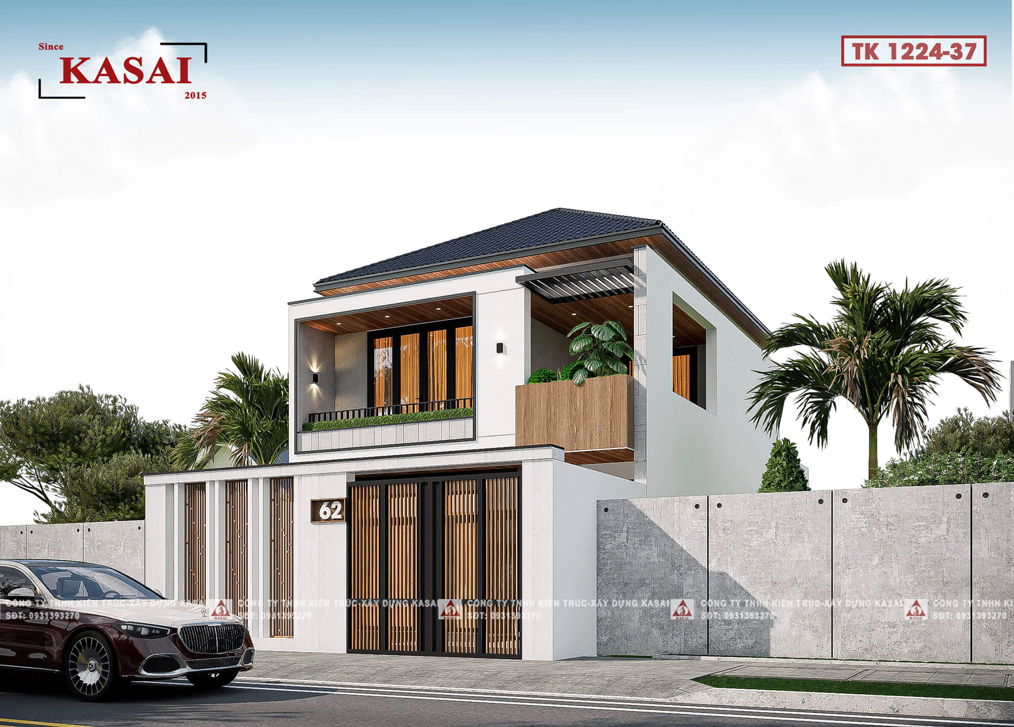 Mẫu nhà 2 tầng 8x12m mái Nhật