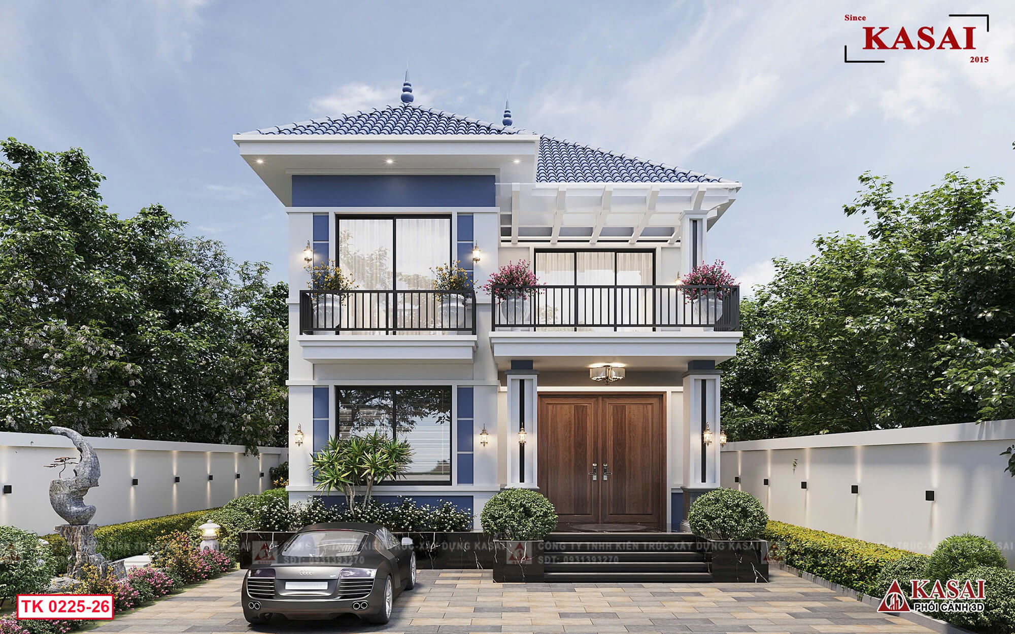 Mẫu nhà 2 tầng 8x16m đẹp