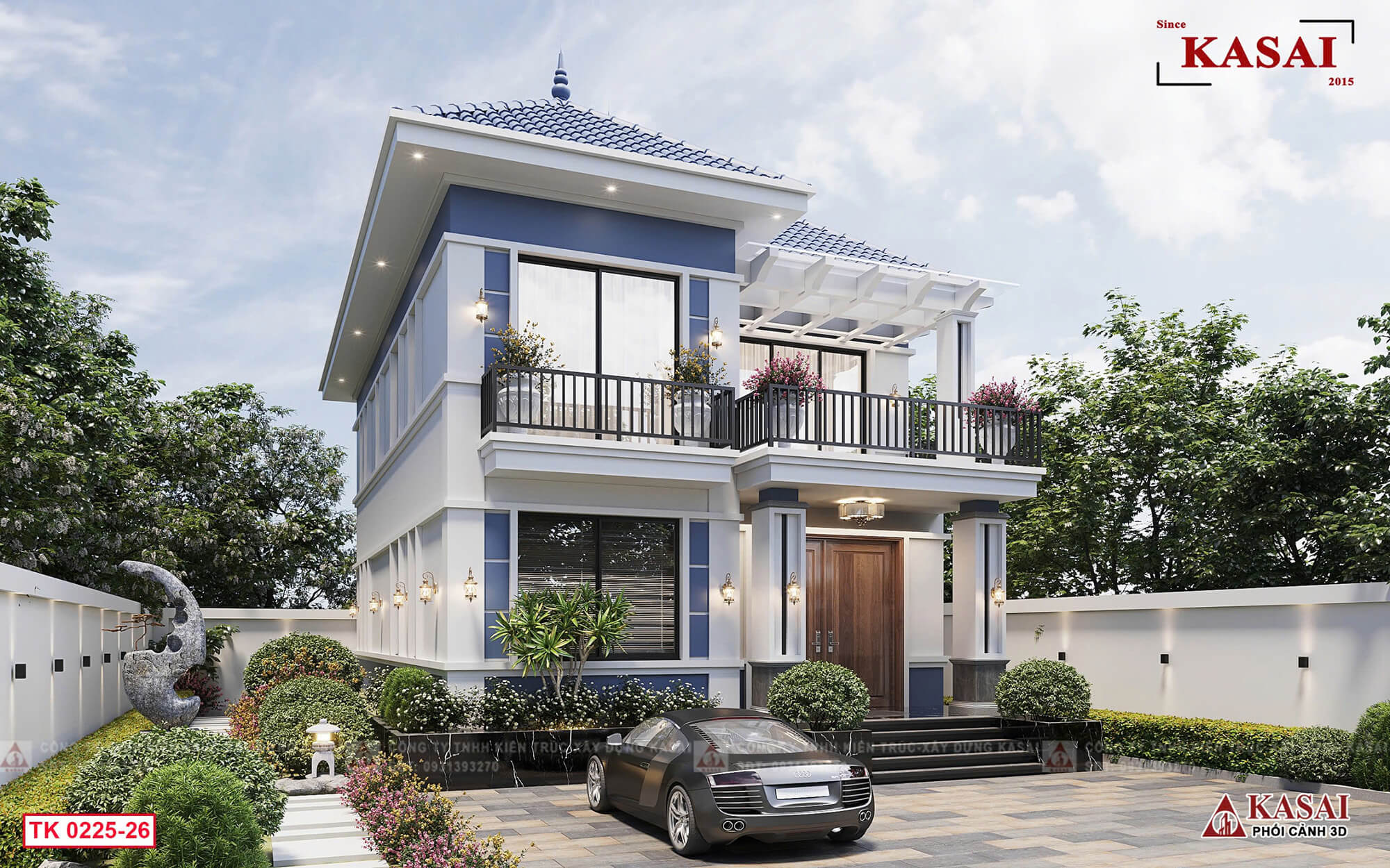Mẫu nhà 2 tầng 8x16m 2 tầng mái Nhật