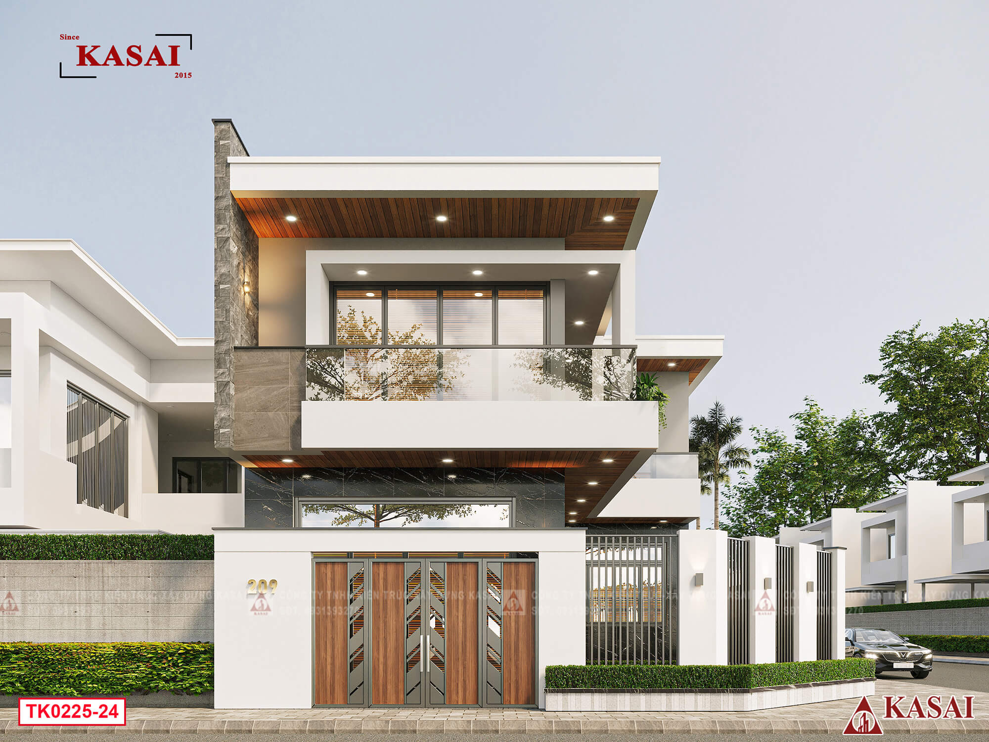 Mẫu nhà 2 tầng chữ L 3 phòng ngủ