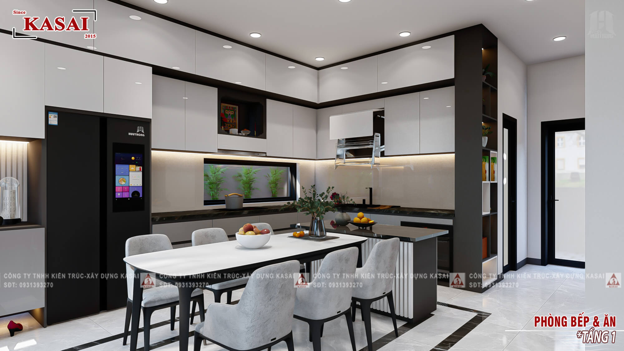 Phòng bếp nhà 2 tầng 8x11m 4 phòng ngủ