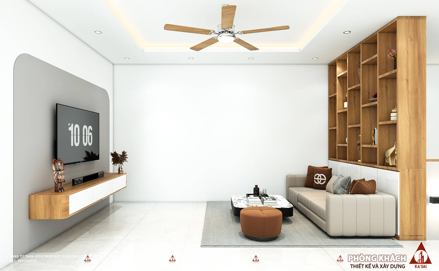 Phòng khách thiết kế nhà ống 2 tầng 5x30m