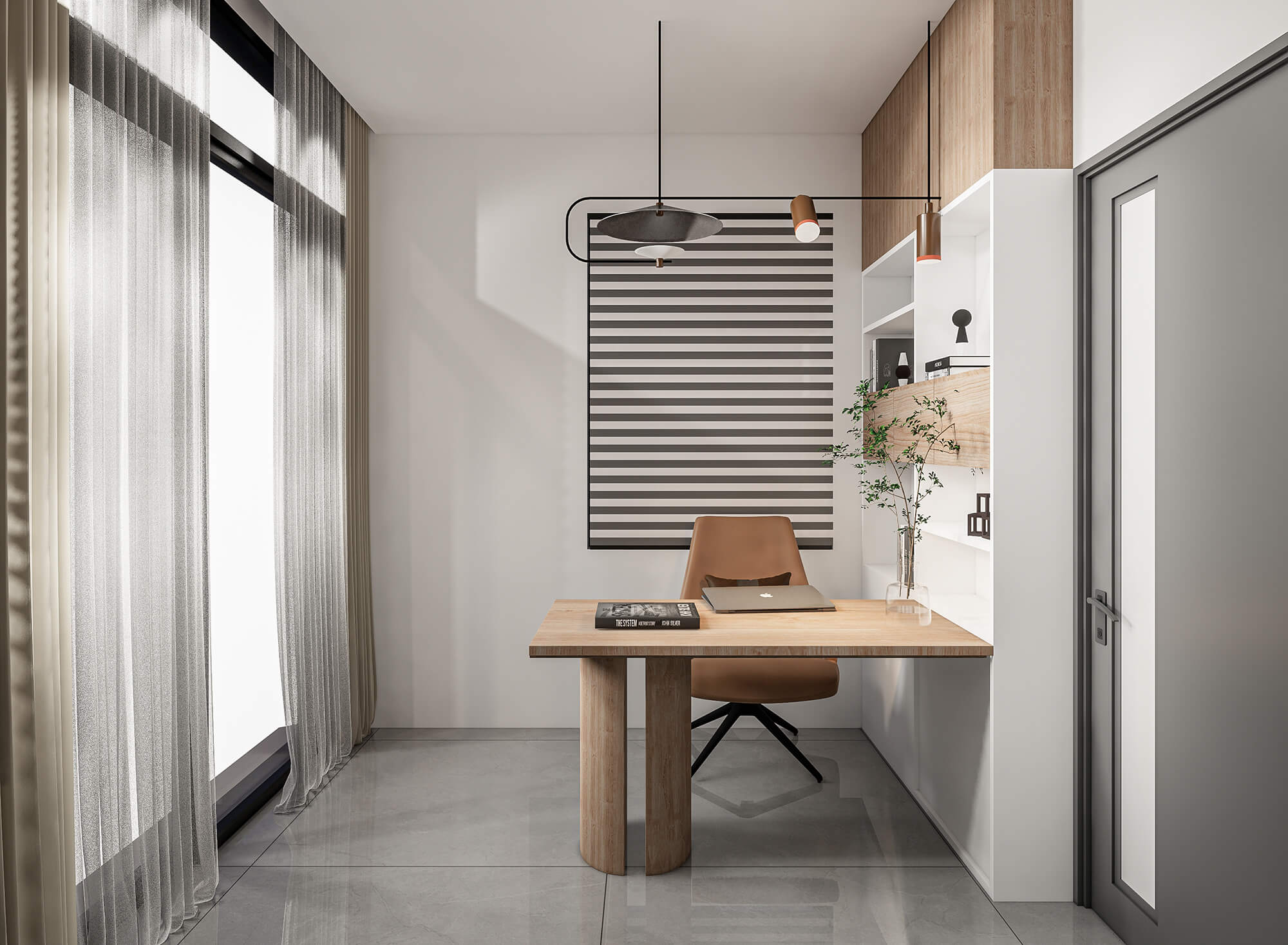 Phòng làm việc thiết kế nhà 2 tầng 8x20