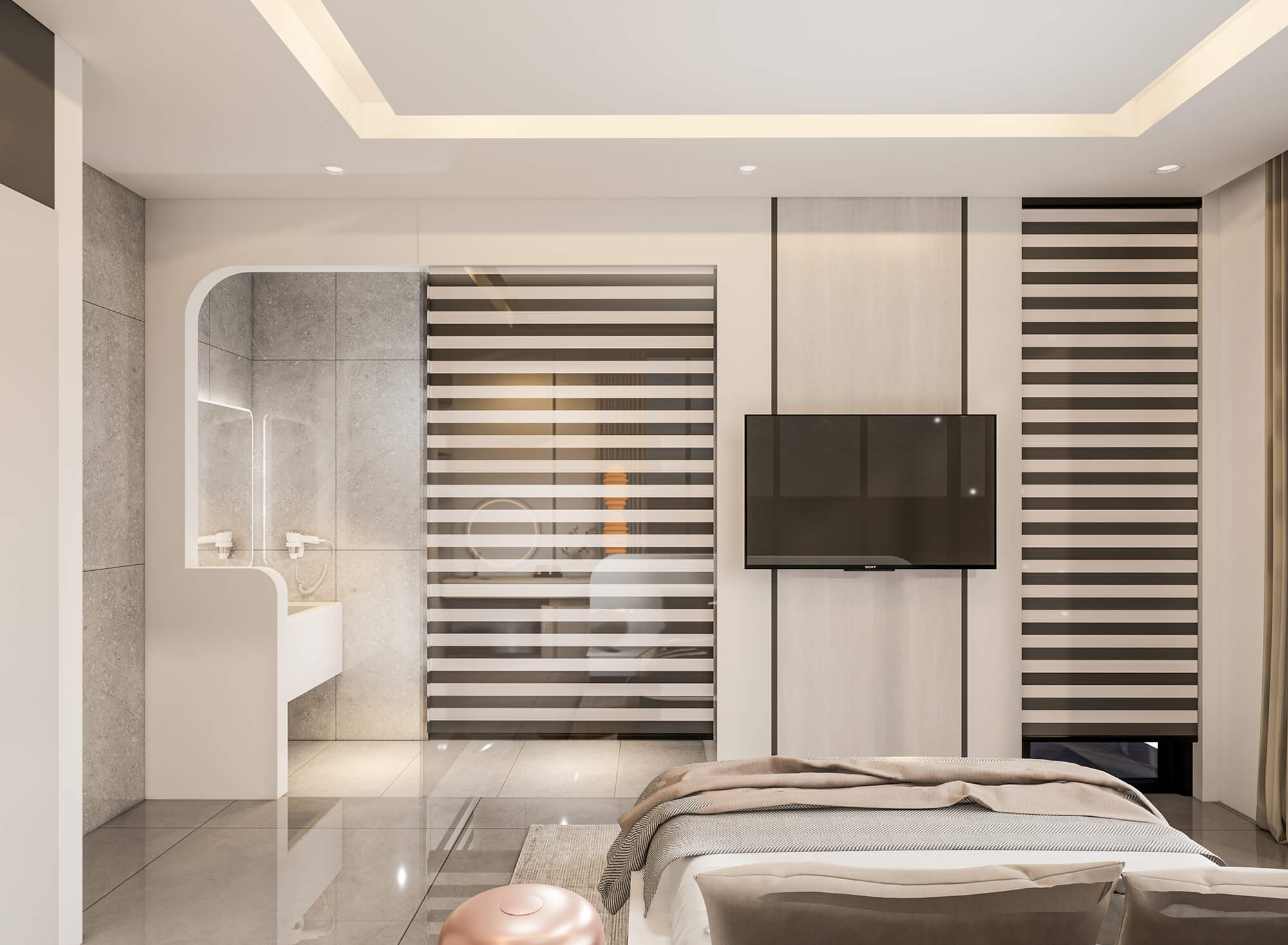 Phòng ngủ 1 thiết kế nhà 2 tầng 8x20