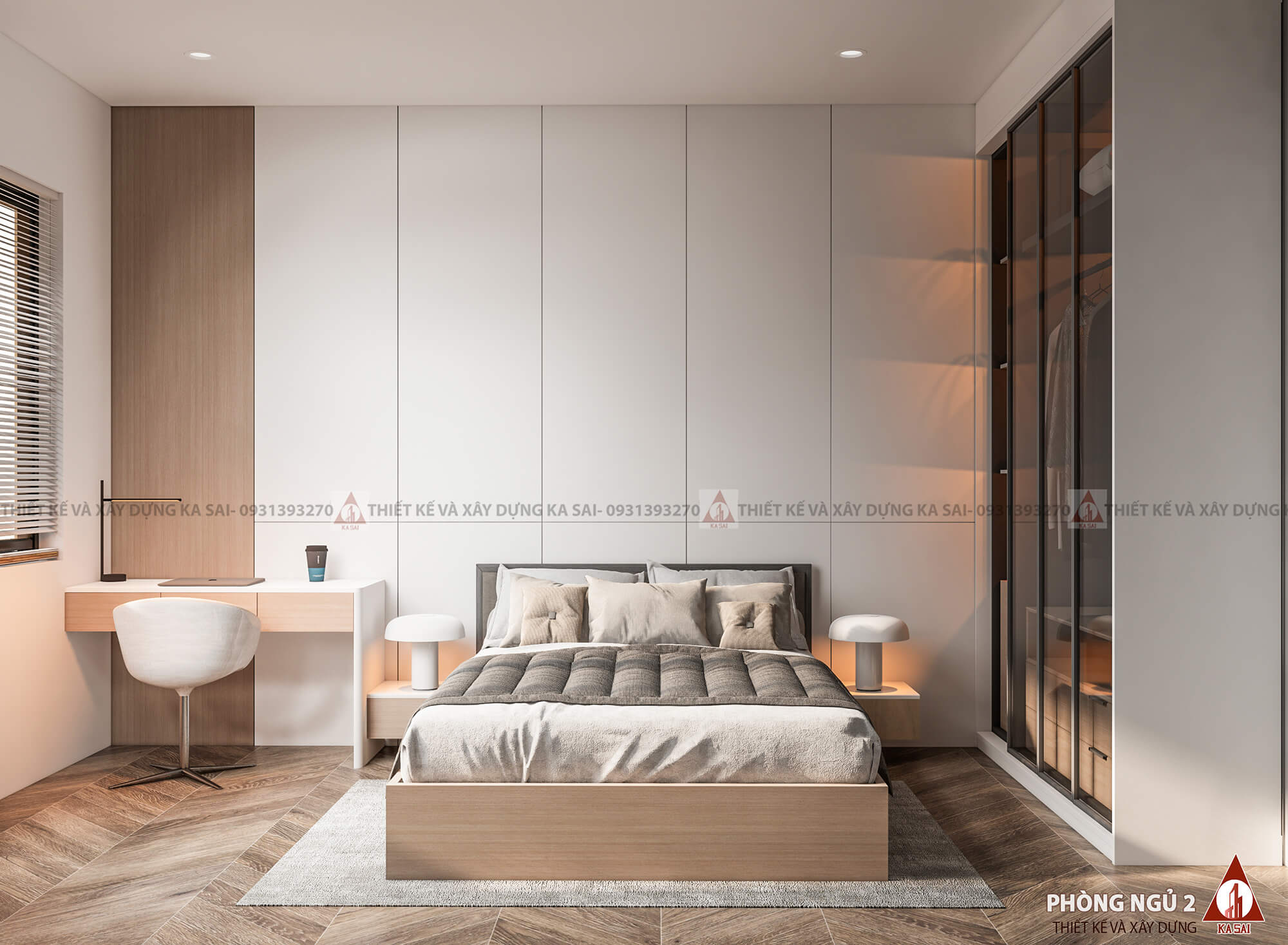 Phòng ngủ 2 mẫu nhà 8x13m đẹp