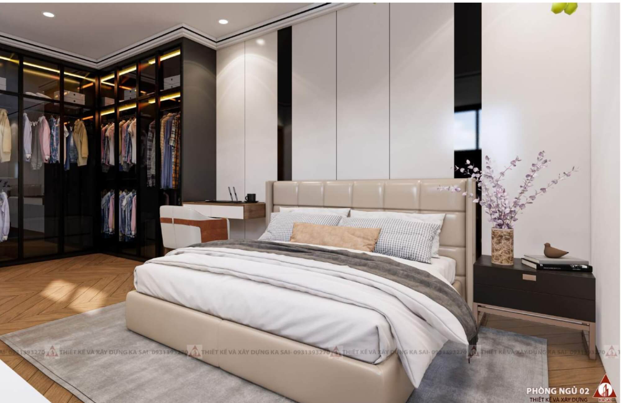 Phòng ngủ 2 nhà 2 tầng 3 phòng 6x15