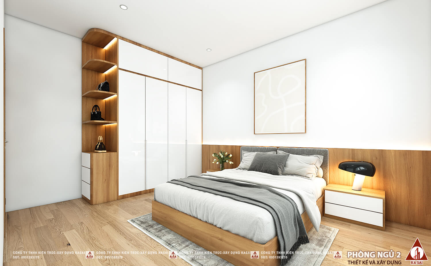 Phòng ngủ 2 thiết kế nhà ống 2 tầng 5x30m