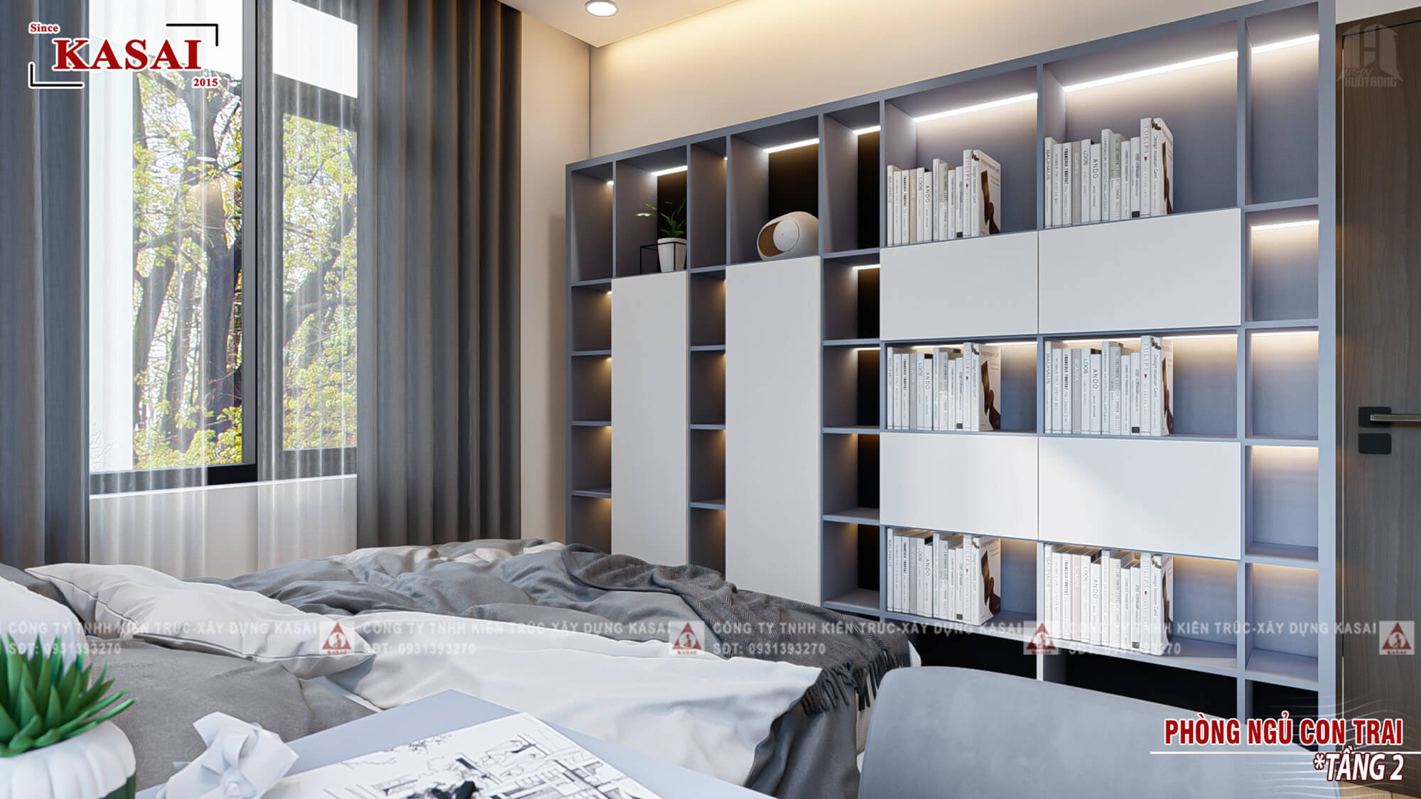 Phòng ngủ 3 nhà 2 tầng 8x11m 4 phòng ngủ