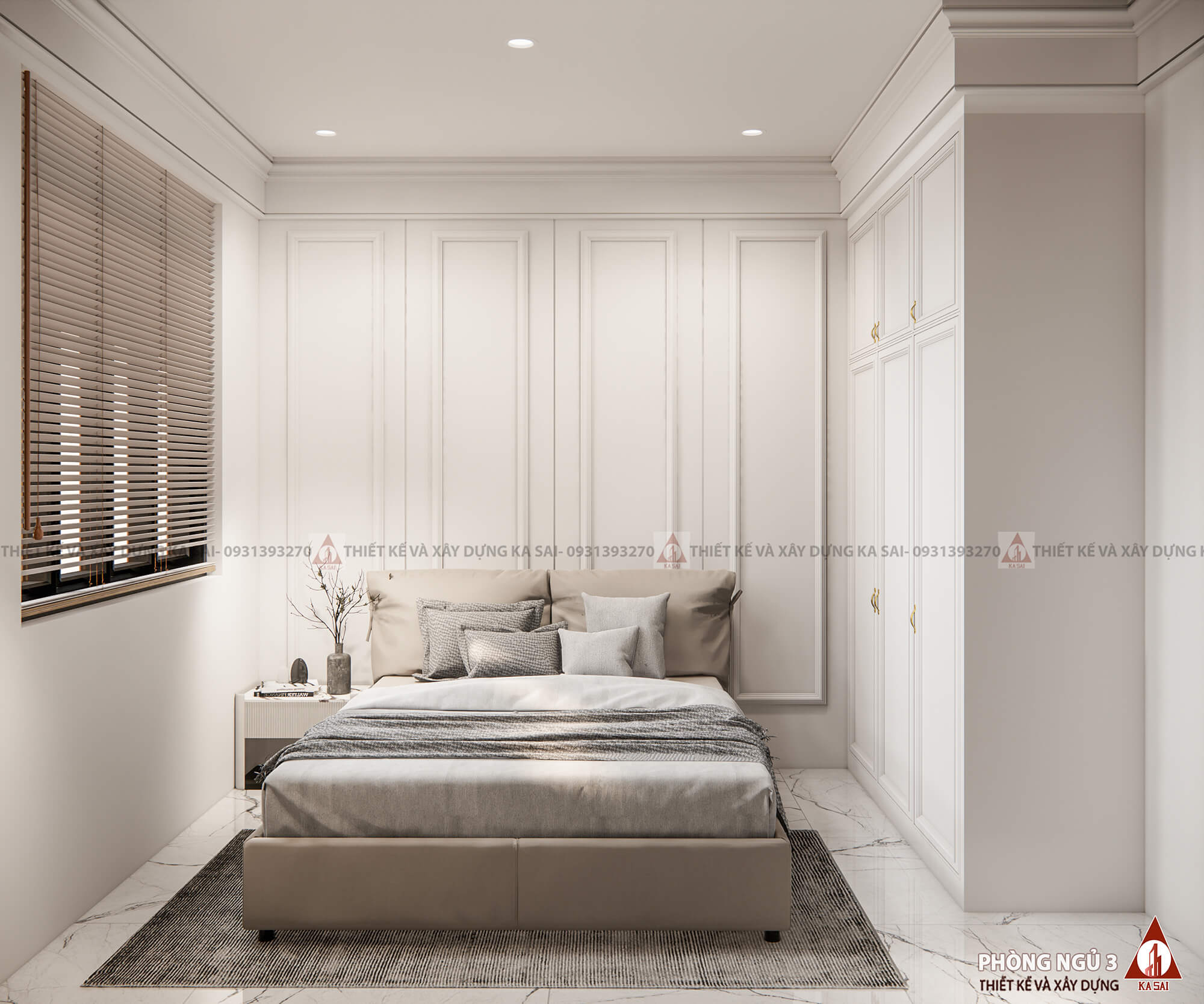Phòng ngủ 3 biệt thự tân cổ điển 2 tầng mái Nhật