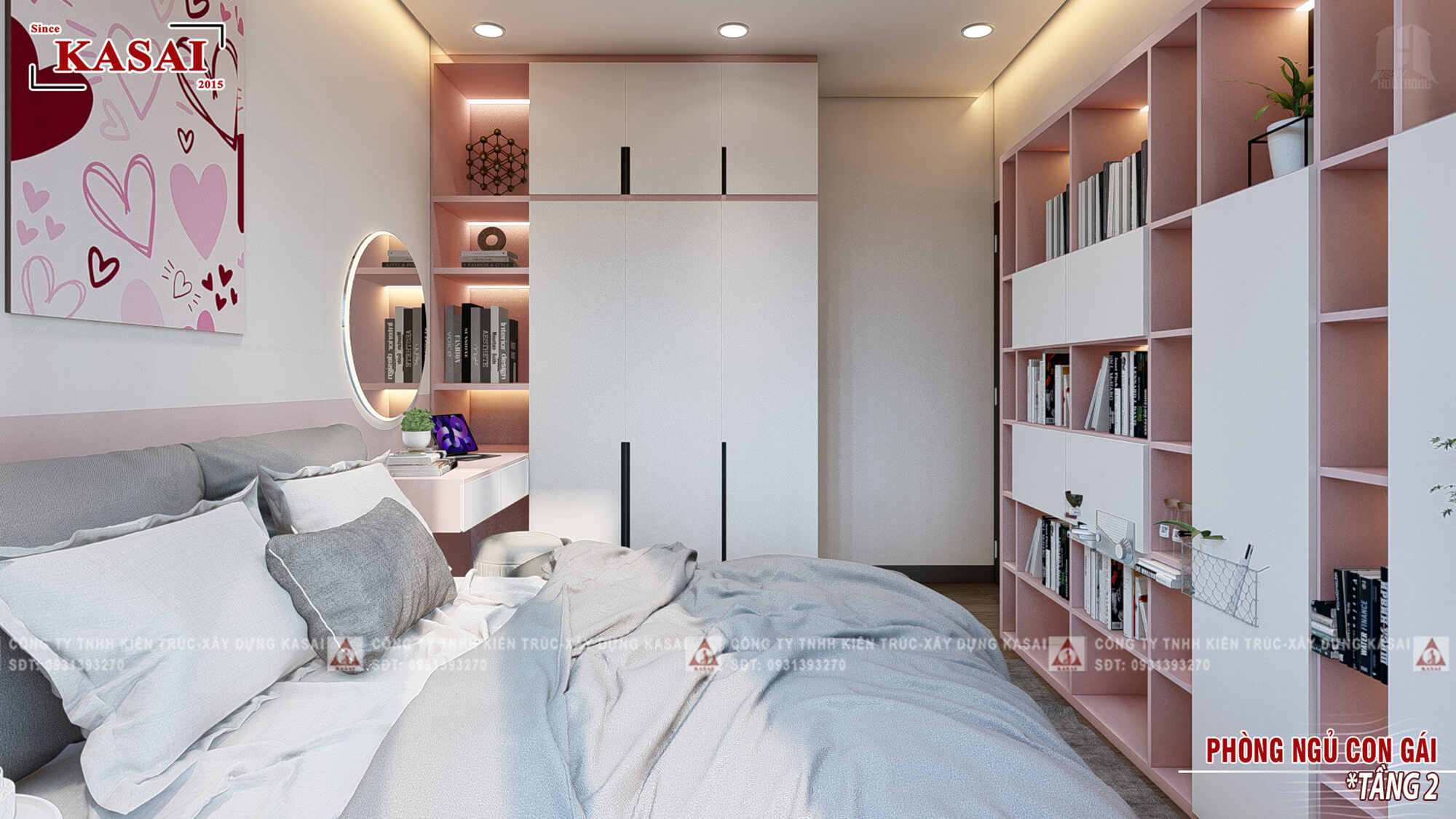 Phòng ngủ 4 nhà 2 tầng 8x11m 4 phòng ngủ