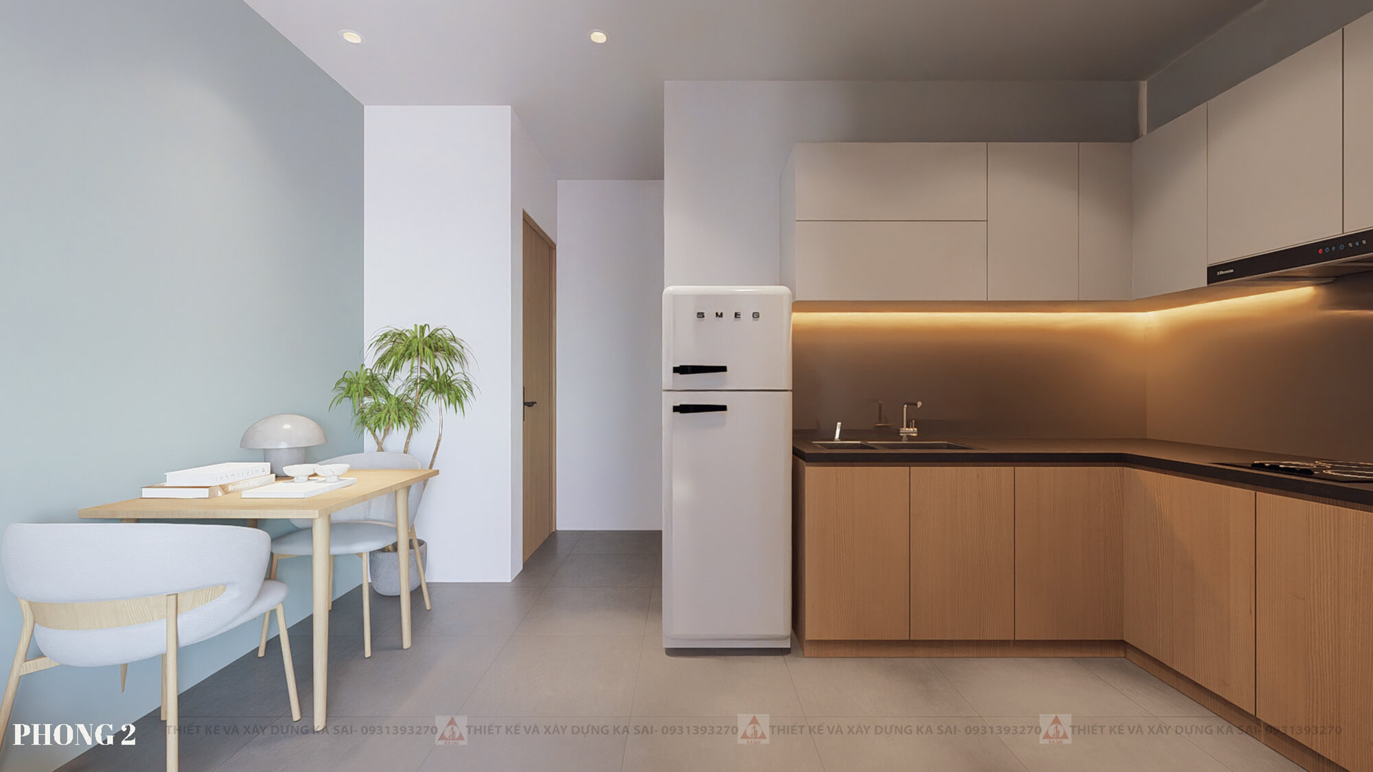 Phòng bếp căn hộ mẫu 2 căn hộ 7 tầng 1 tum