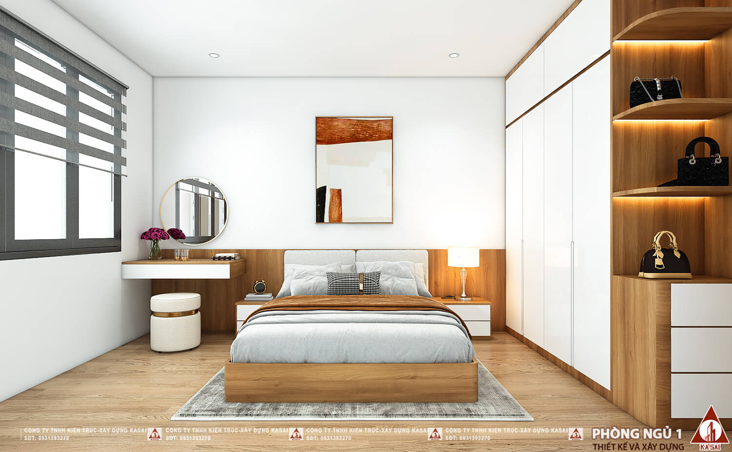 Phòng ngủ 1 thiết kế nhà ống 2 tầng 5x30m