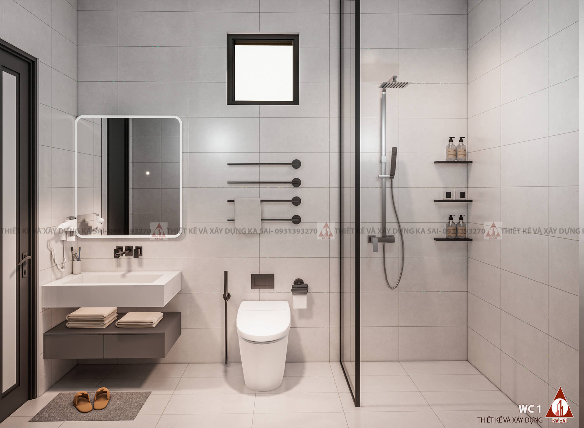 Phòng WC mẫu nhà 8x13m đẹp