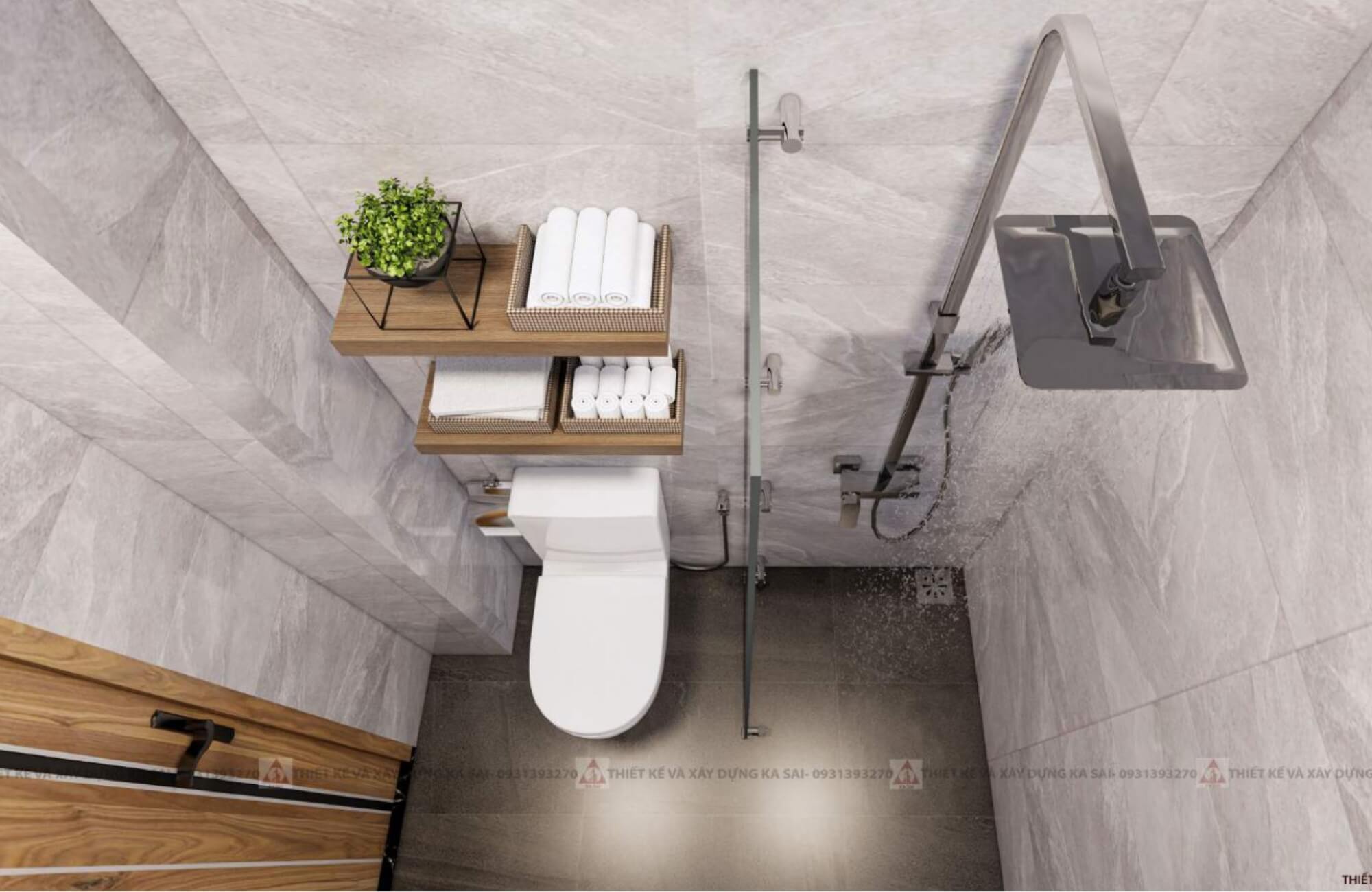 Phòng wc nhà 2 tầng 3 phòng 6x15