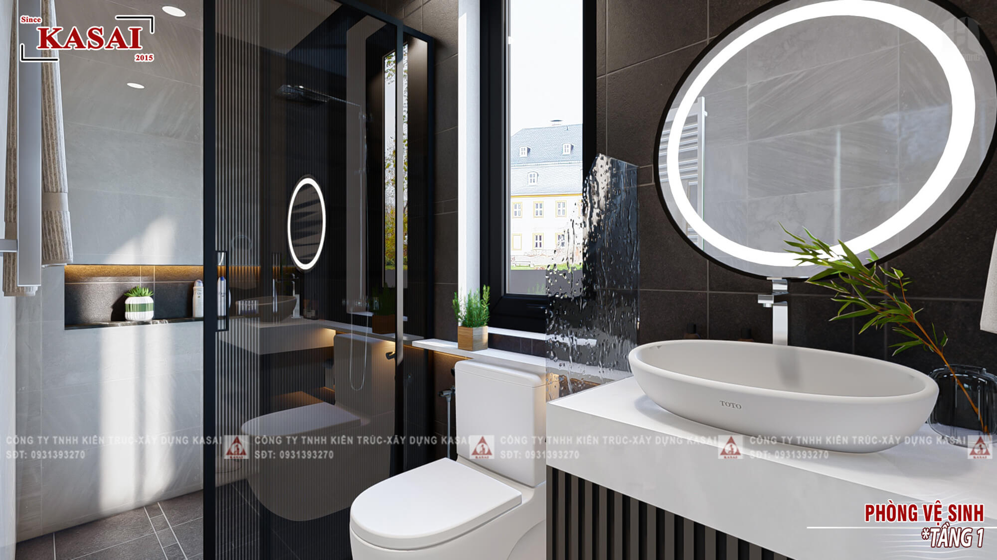 Phòng wc nhà 2 tầng 8x11m 4 phòng ngủ