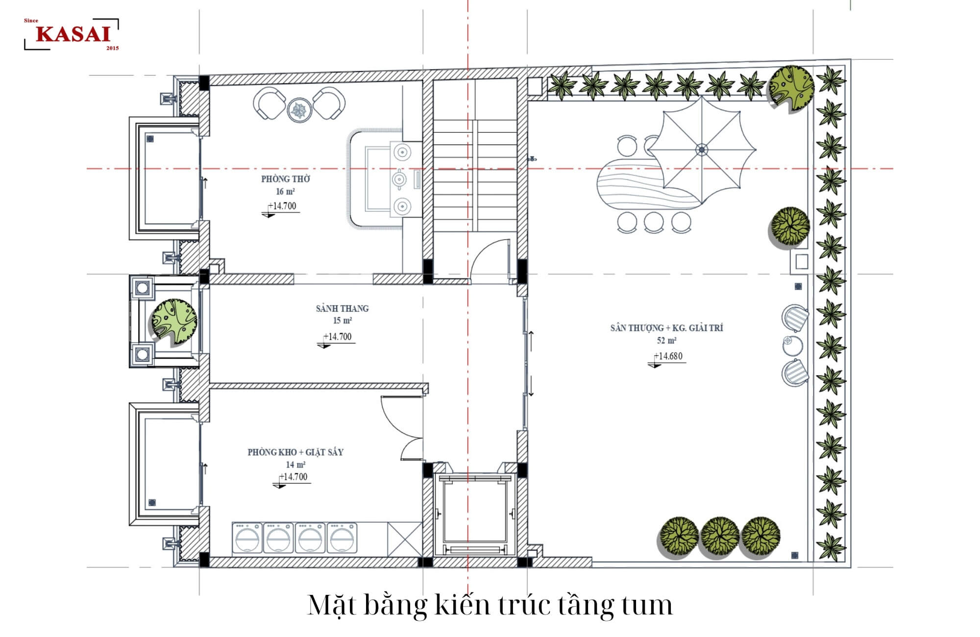Tầng tum bản vẽ thiết kế khách sạn tân cổ điển