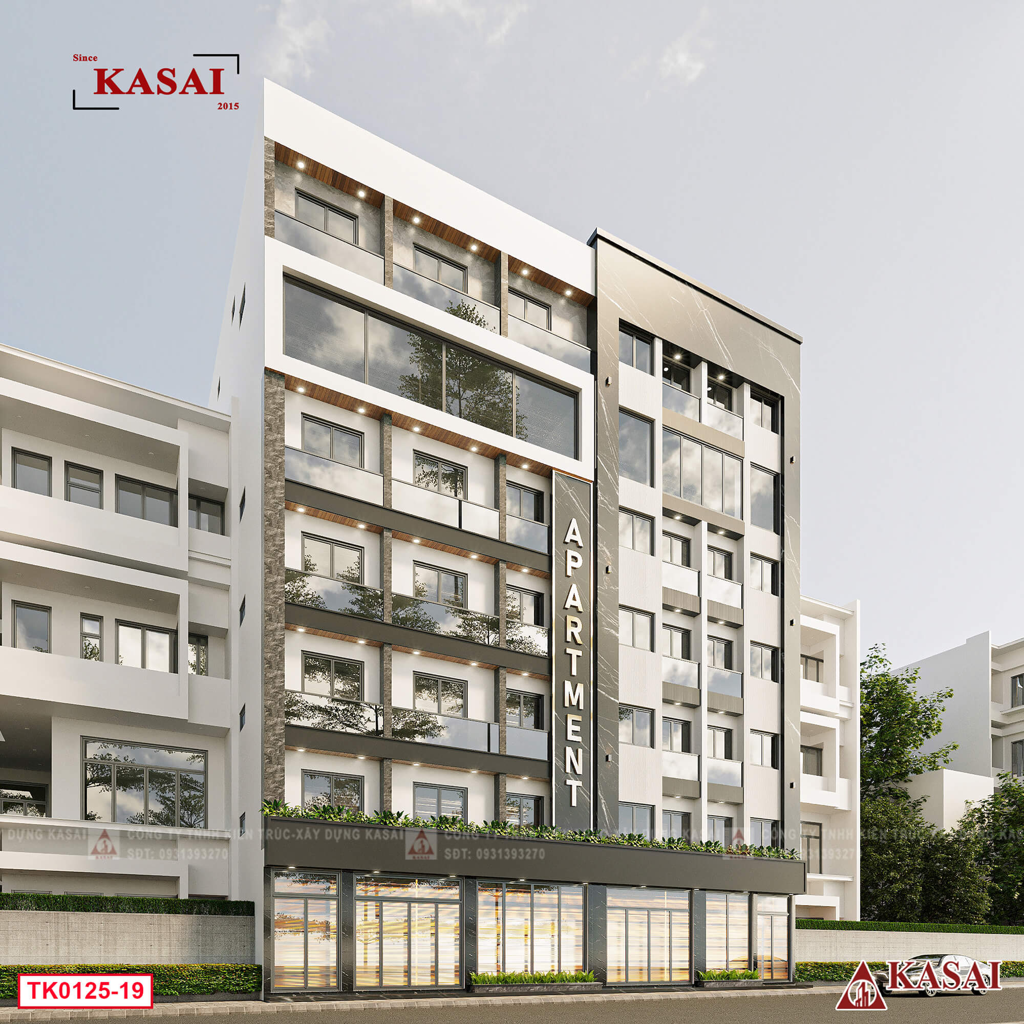 Thiết kế mẫu căn hộ 7 tầng 1 tum