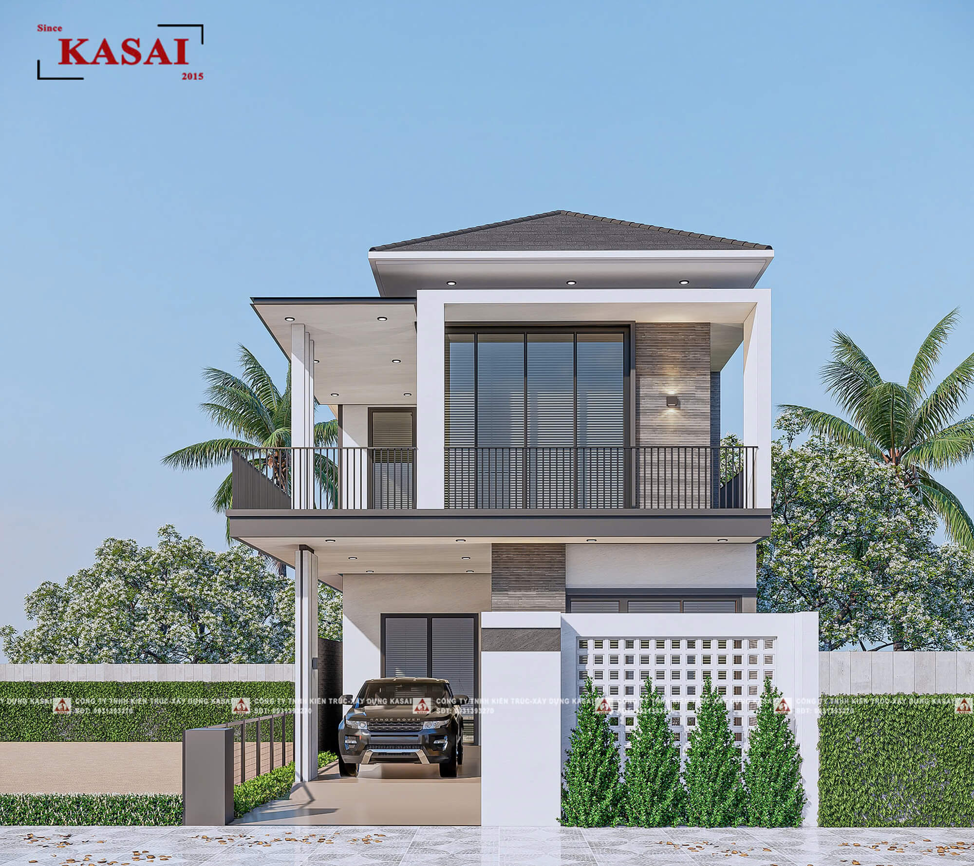Thiết kế nhà 8×20 2 tầng mái Nhật thoáng sáng và tiện nghi
