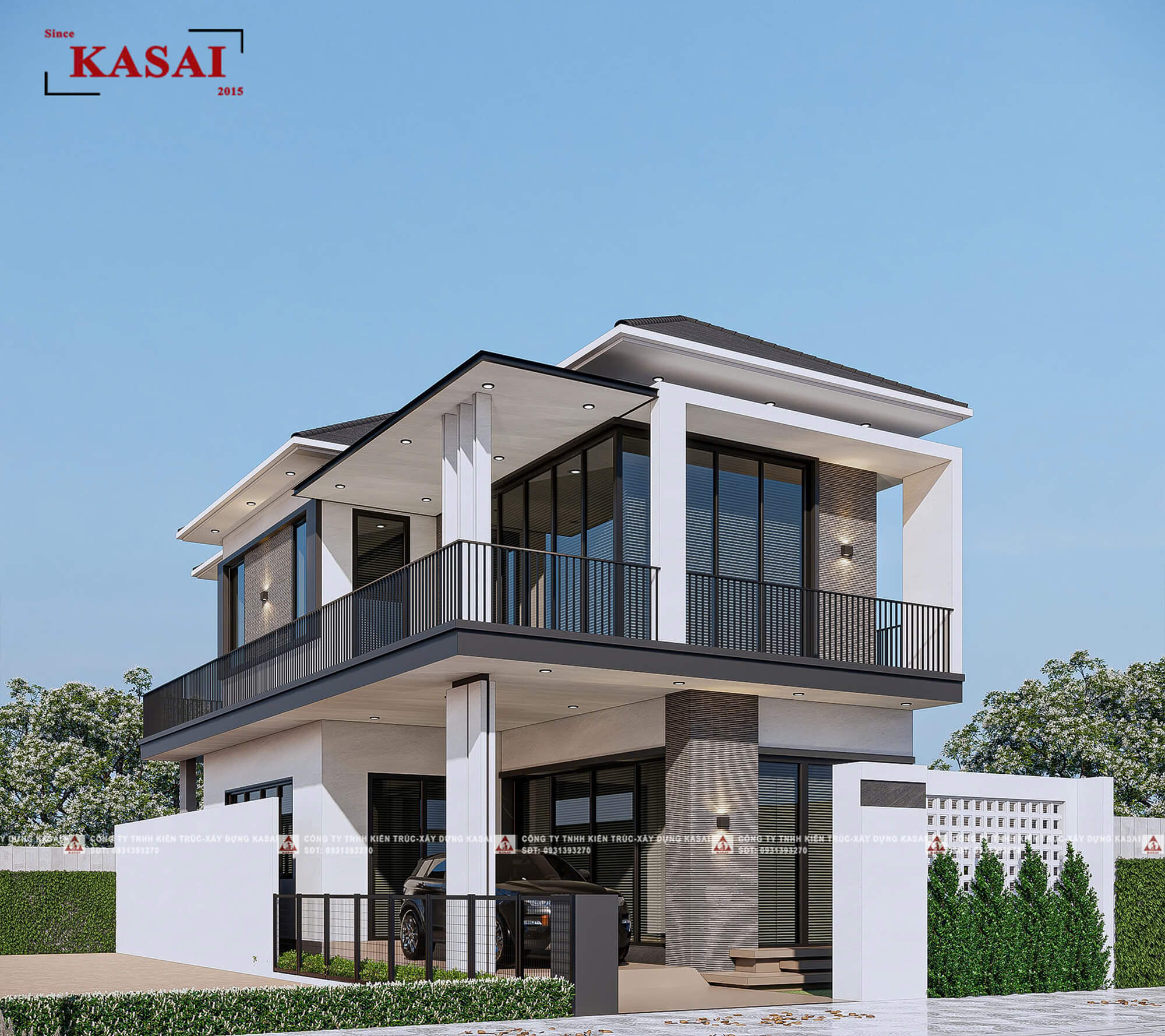 Thiết kế nhà 2 tầng 8x20m đẹp