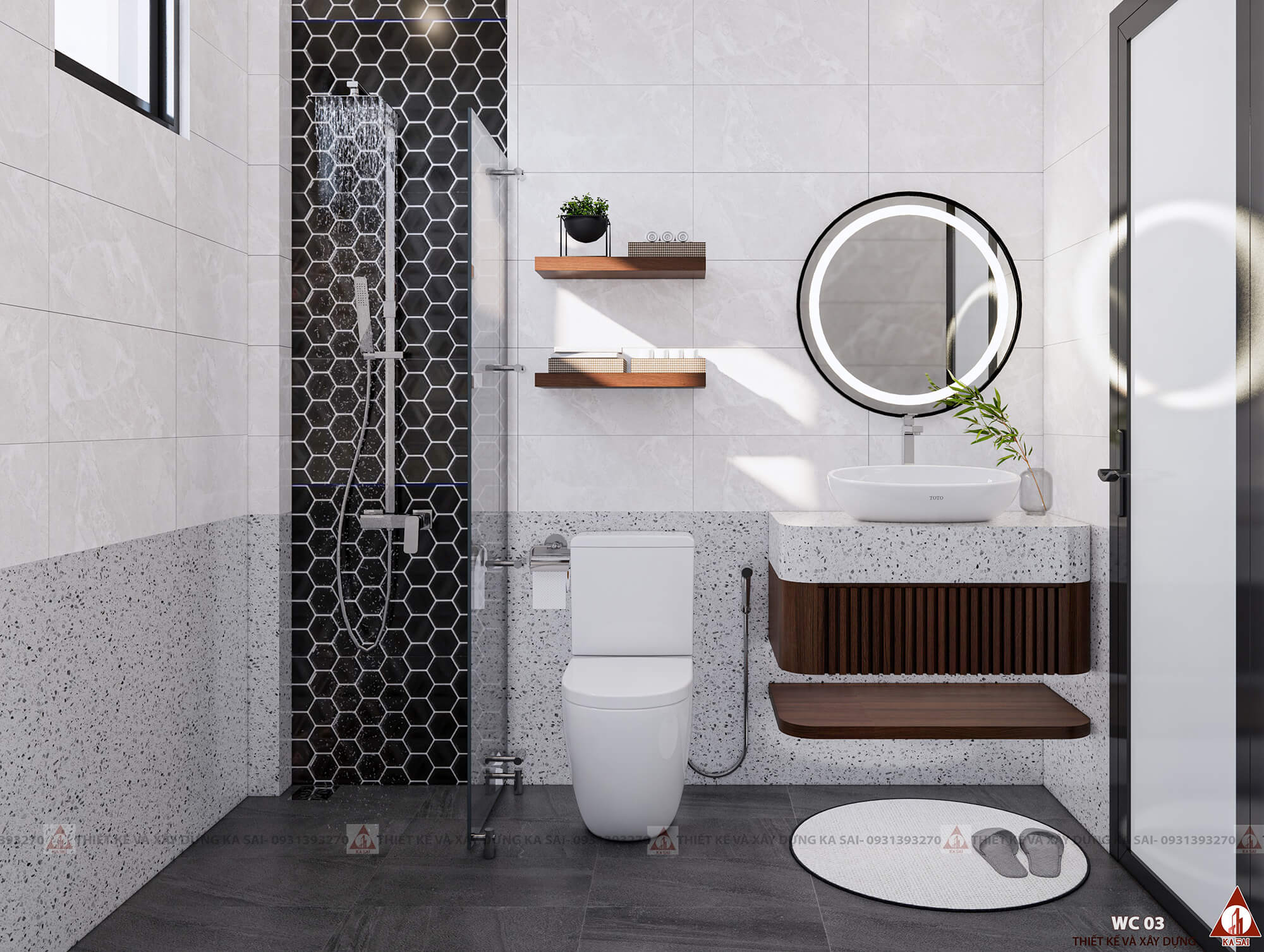 Thiết kế nhà vệ sinh nhỏ có gương thật đẹp