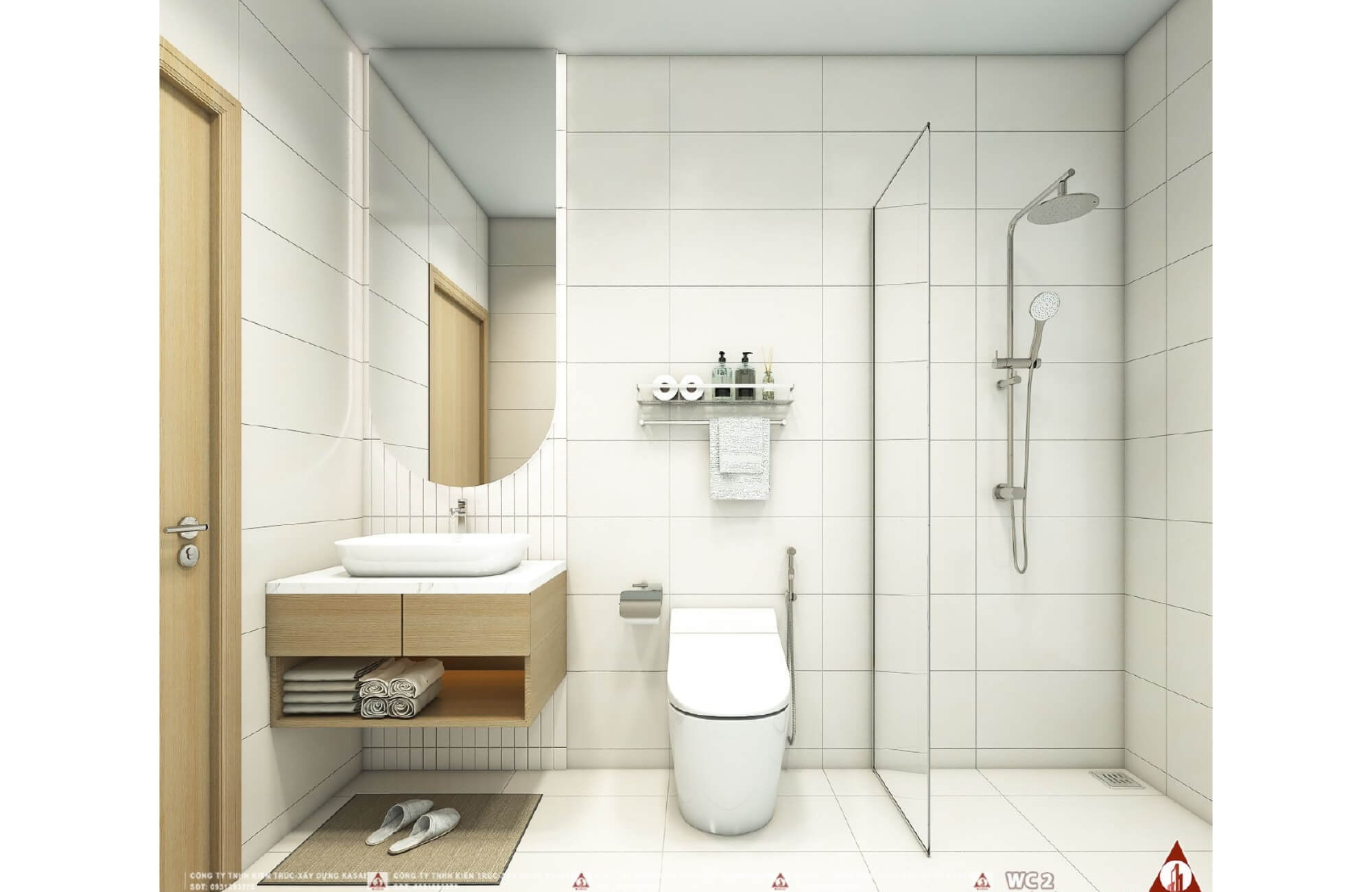 Thiết kế nhà vệ sinh nhỏ 4m2 dùng vách kính