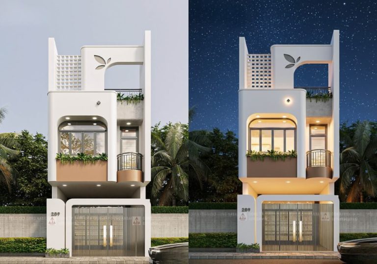 Bản vẽ nhà 2 tầng 4,5x20m