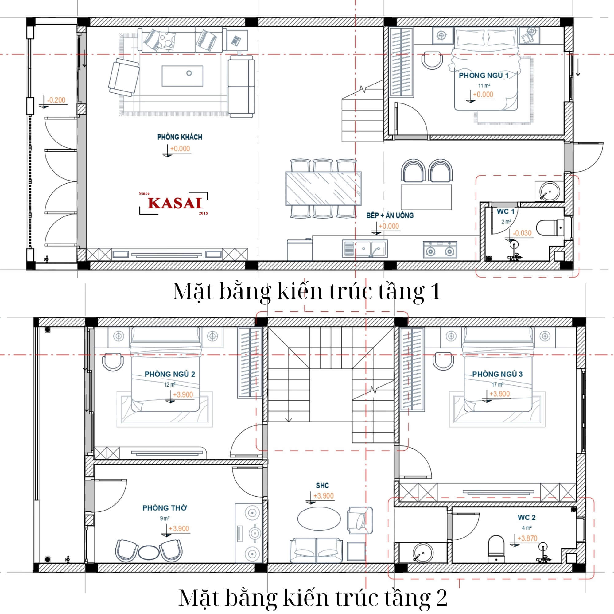 Bản vẽ nhà 2 tầng 6x13m