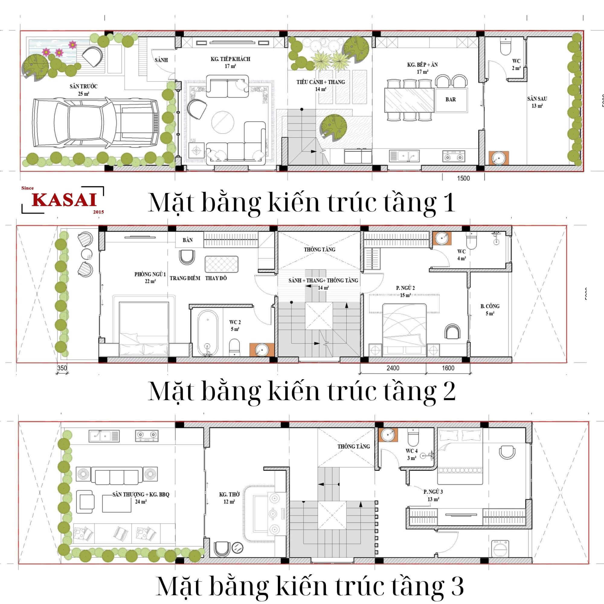 Bản vẽ thiết kế nhà 100m2 5x20 3 tầng