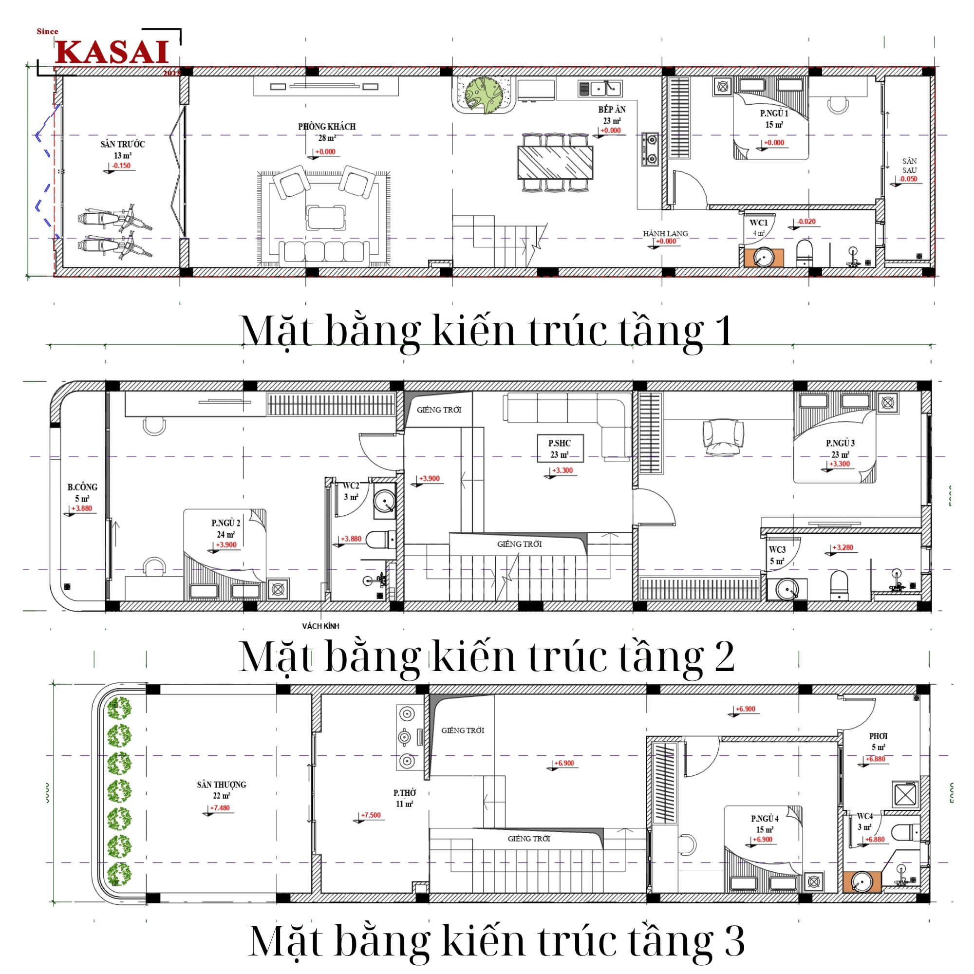 Bản vẽ thiết kế nhà đẹp Đà Nẵng 3 tầng