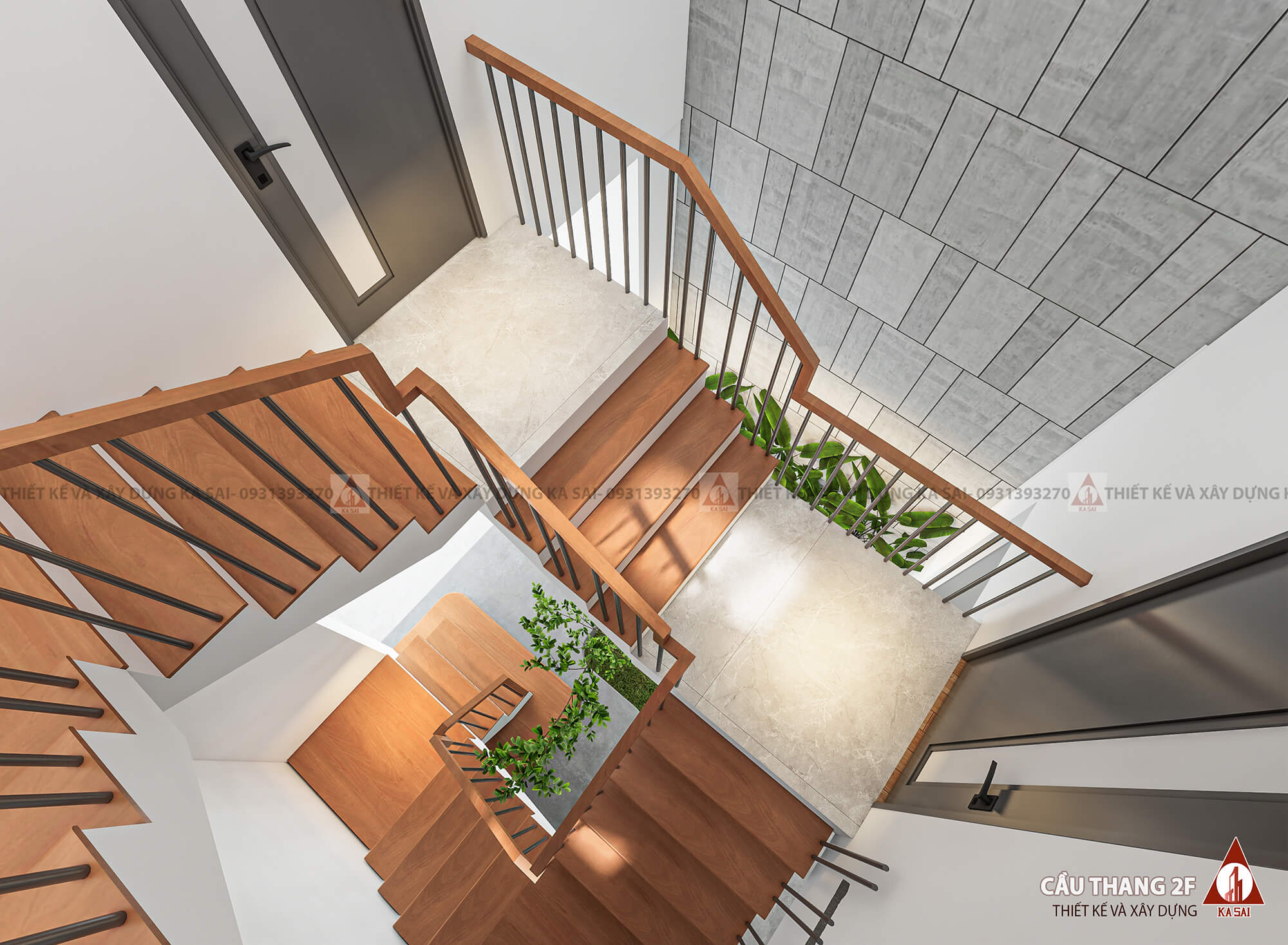 Cầu thang thiết kế nhà 100m2 5x20 3 tầng