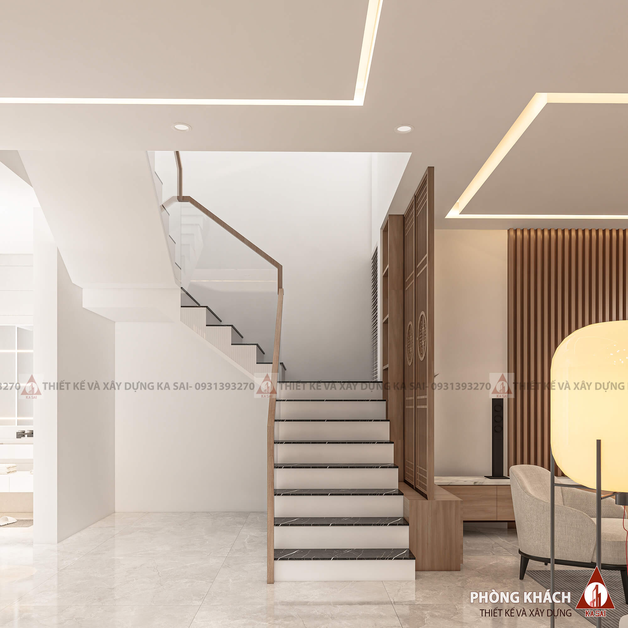 Cầu thang thiết kế nhà 9x12m
