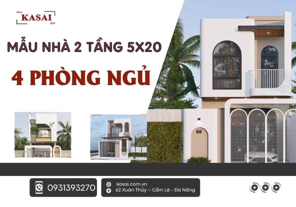 15+ Mẫu nhà 2 tầng 5×20 4 phòng ngủ với không gian sống lý tưởng cực an nhiên